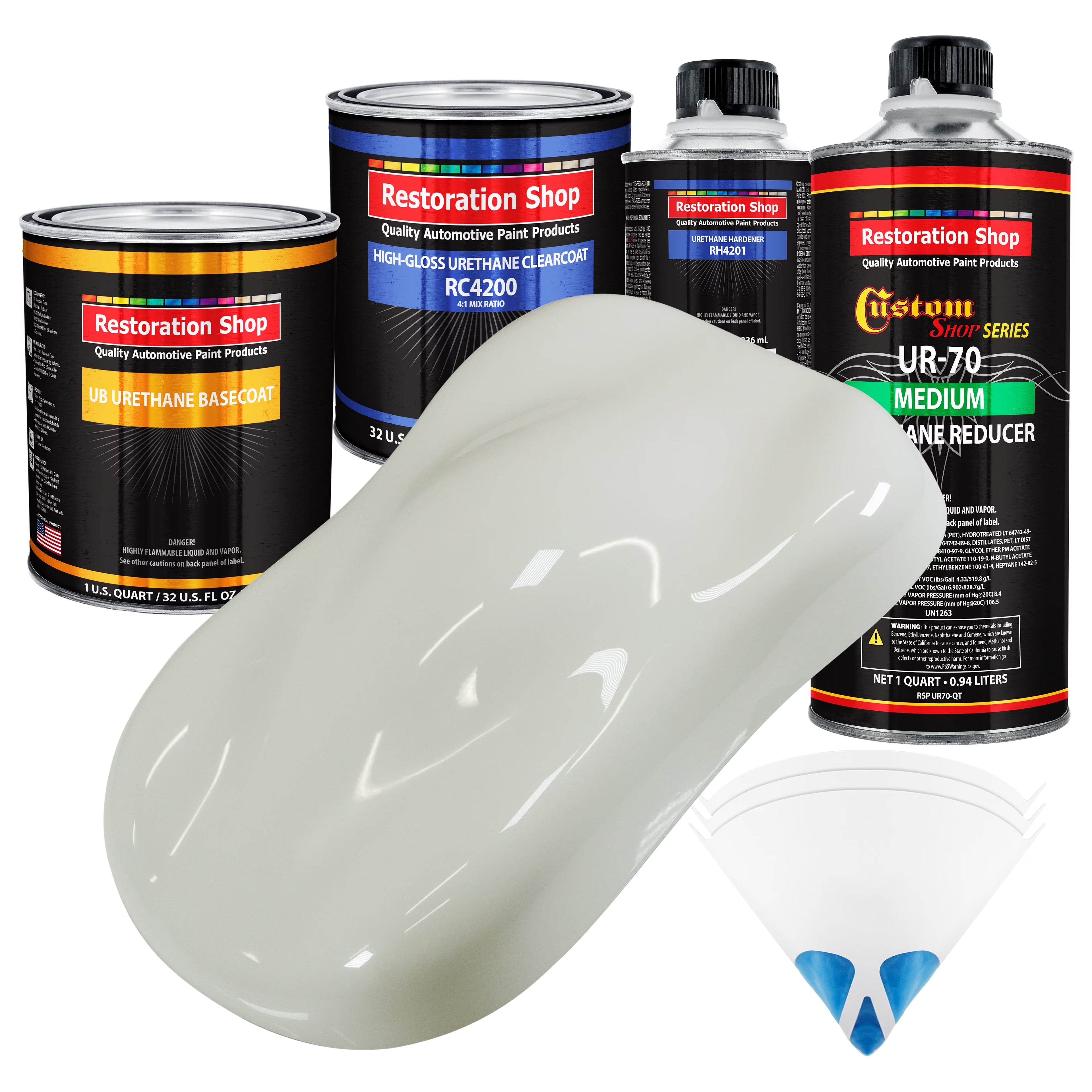 Ermine White Quart URETHANE BASECOAT CLEARCOAT Car Auto Body Paint Kit