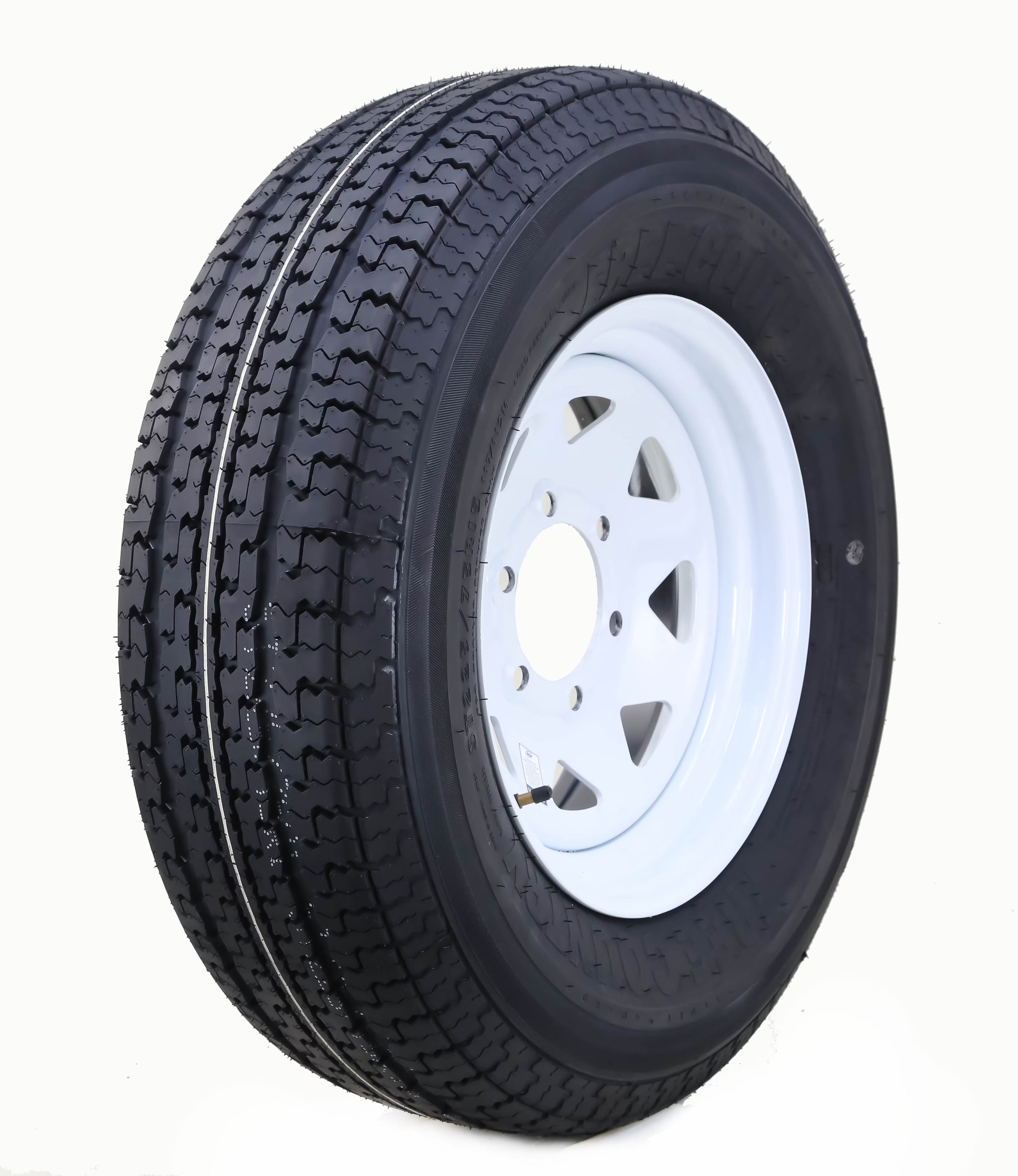 Free Country Trailer Tire Wheel Assembly ST225/75R15 10-Ply E 117M 6 Lug on 5.5  PCD White Spoke Rim