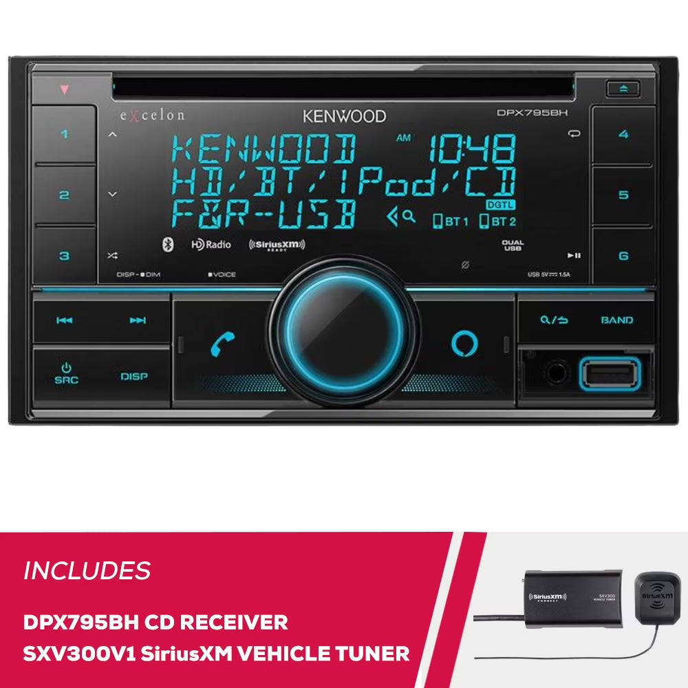 New Kenwood Excelon DPX795BH Dual Din CD with Bluetooth and SiriusXM Tuner