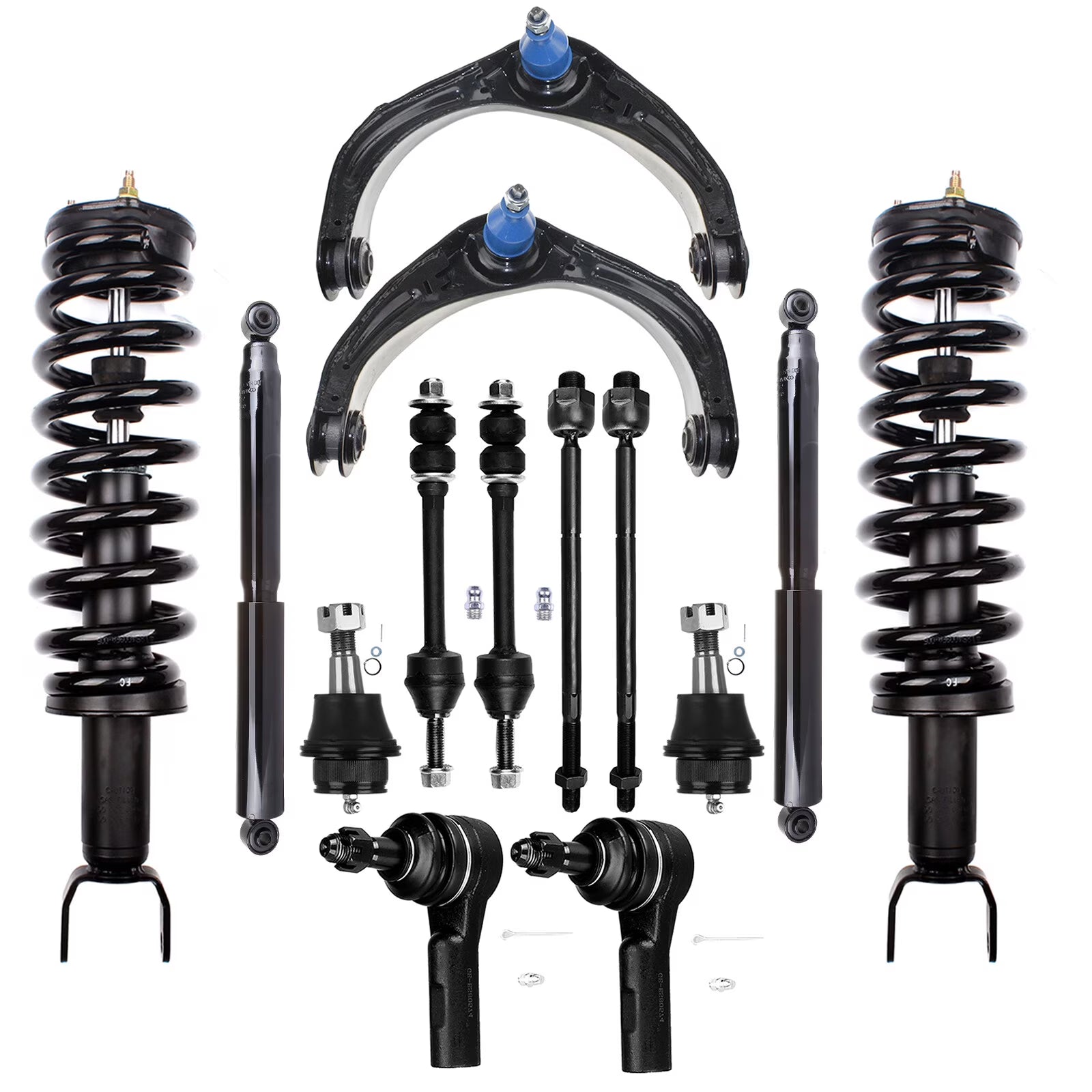 ECCPP 14PCS Ball Joint,Complete Struts Assembly,Control Arm and Ball Joint Assembly,Shock absorber,Stabilizer Bar Link Kit,Tie Rod End for Dodge for Ram 1500 2006-2008,