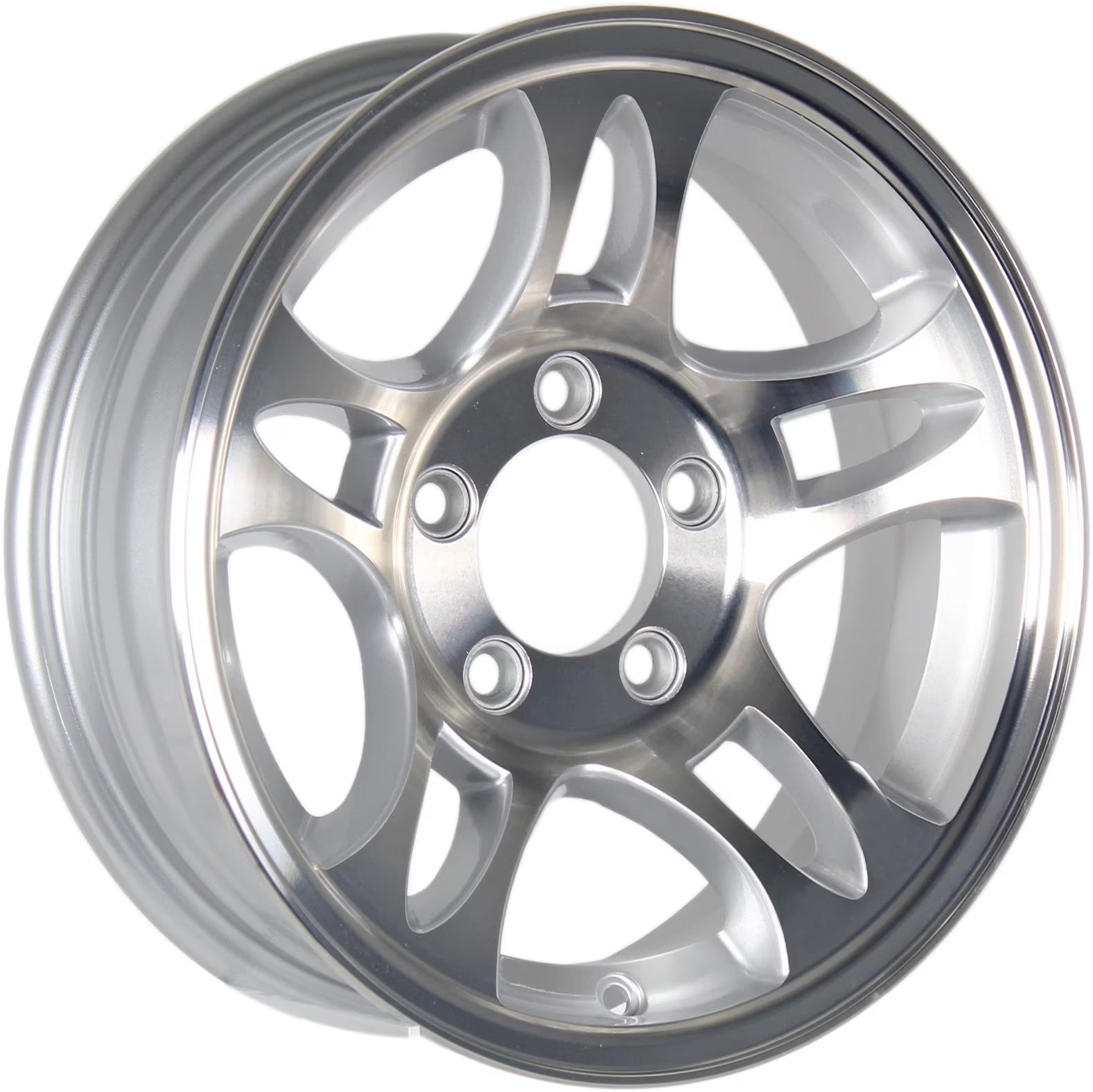 eCustomrim Aluminum Trailer Wheel 15X5 15  5 Lug 4.5 Center T03 Silver Rim