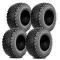 Set 4 WOLF PACK 18X8.50-8 Golf Cart Tires Non-Directional Tubeless Tire Multi-Terrain Tire with Superior Traction and Mud-Resistant Self-Cleaning Tread Design for Long-Lasting Performance