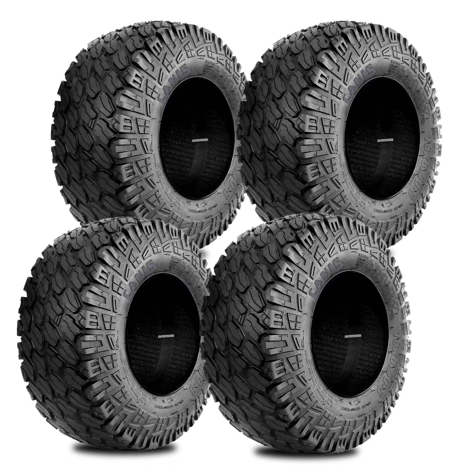 Set 4 WOLF PACK 18X8.50-8 Golf Cart Tires Non-Directional Tubeless Tire Multi-Terrain Tire with Superior Traction and Mud-Resistant Self-Cleaning Tread Design for Long-Lasting Performance