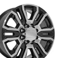 OE Wheels CV70 20 Inch Rims Fit Sierra 2500/3500 Denali Style 8x165.1 20x8.5 Gloss Black Machined - Hollander 5957 (Set of 4)
