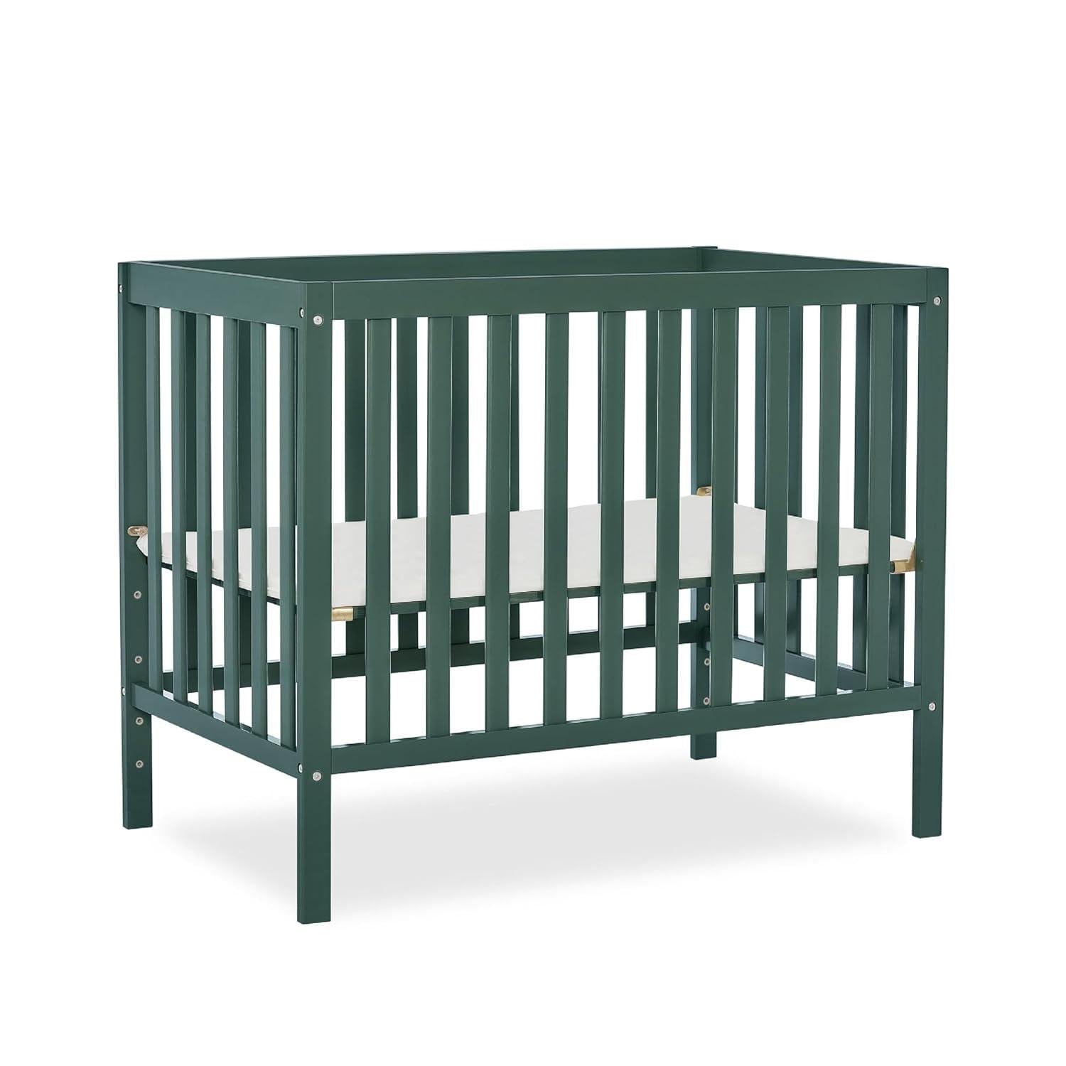 Dream On Me Edgewood 4-in-1 Convertible Mini Crib. Olive