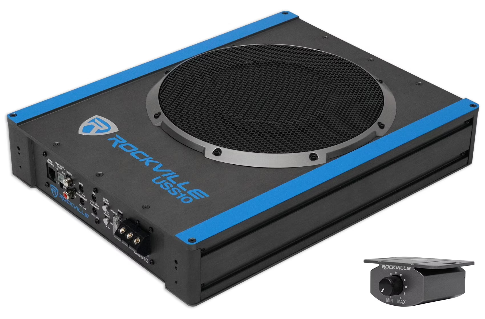 Rockville USS10 10  800w Slim Under-Seat Active Powered Car/Truck Subwoofer Sub