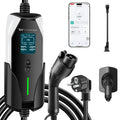 GUWIEYG Portable Level 1&2 EV Charger, 16A 100-240V 25FT J1772 Charger, Portable Electric Vehicle Charging with NEMA 6-20 Plug and NEMA 5-15 Adapter, Adjustable Current, Delay Timer, App Control