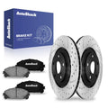 AutoShack Front Drilled & Slotted Brake Rotors Ceramic Brake Pads | Replacement for Lexus RX350 NX200t RX450h NX300h Toyota Sienna 2008-2019 Highlander | E-Coated | 6-PC Brake Kit | ShadowGuard