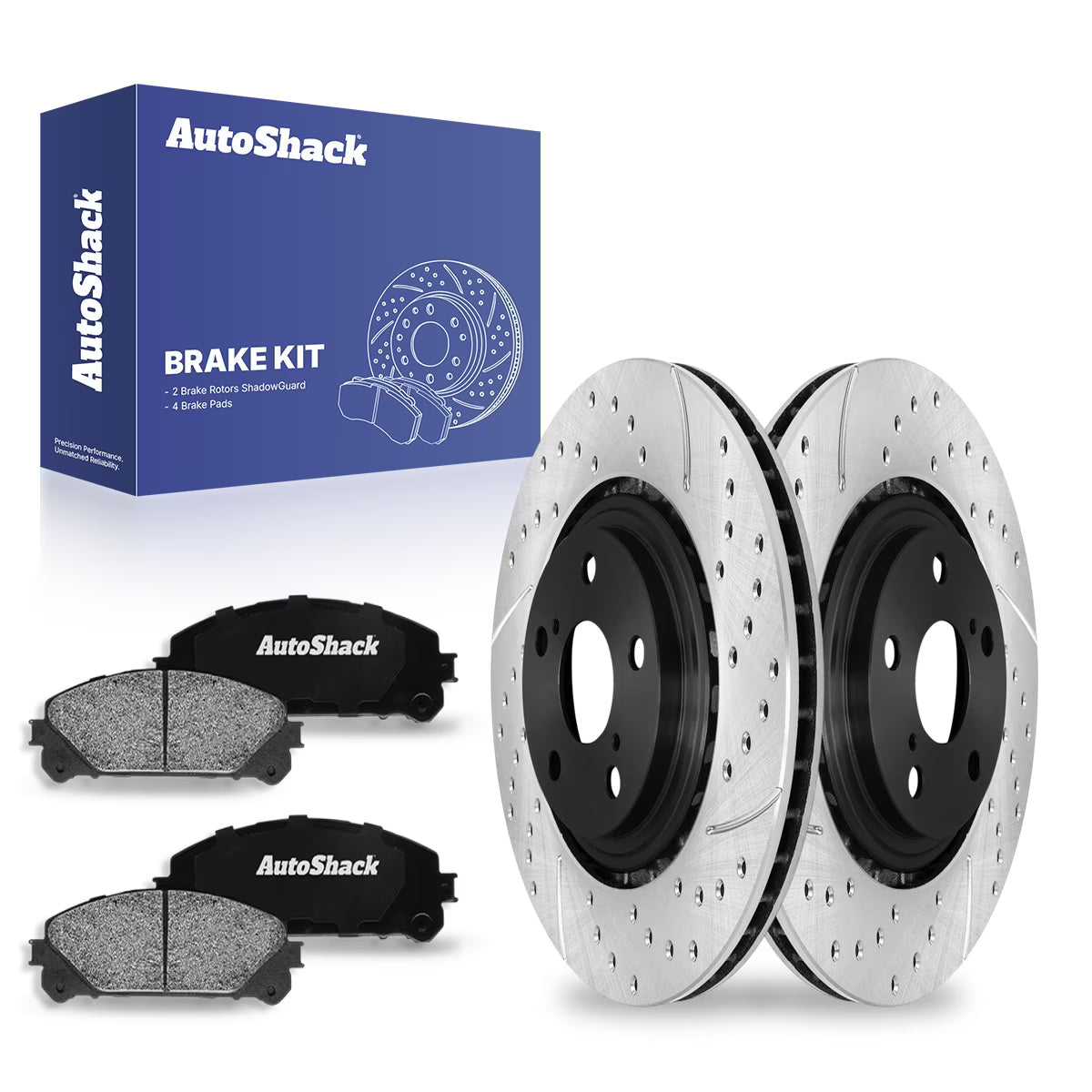 AutoShack Front Drilled & Slotted Brake Rotors Ceramic Brake Pads | Replacement for Lexus RX350 NX200t RX450h NX300h Toyota Sienna 2008-2019 Highlander | E-Coated | 6-PC Brake Kit | ShadowGuard