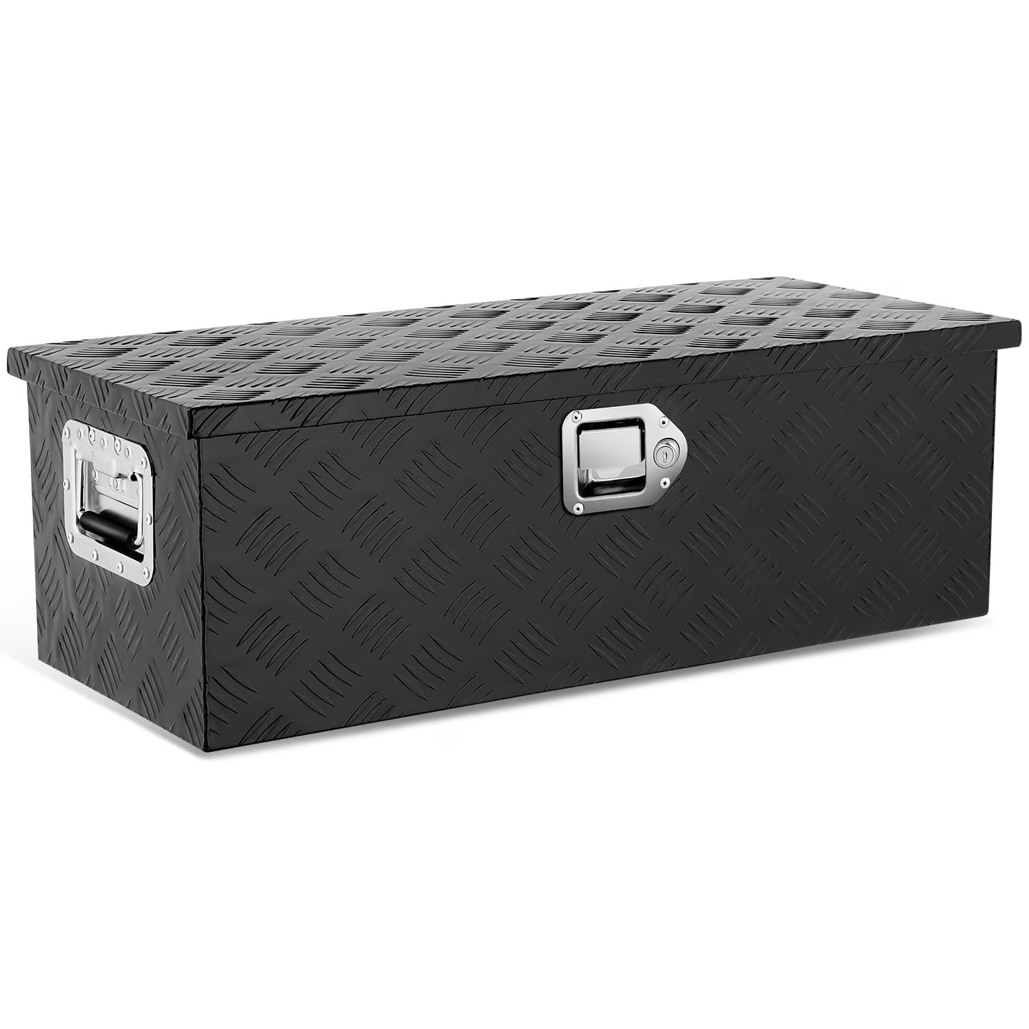 DNA Motoring 30 x13 x10  Aluminum Tool Box Pickup Truck Bed RV Trailer Storage w/Lock & Key Black
