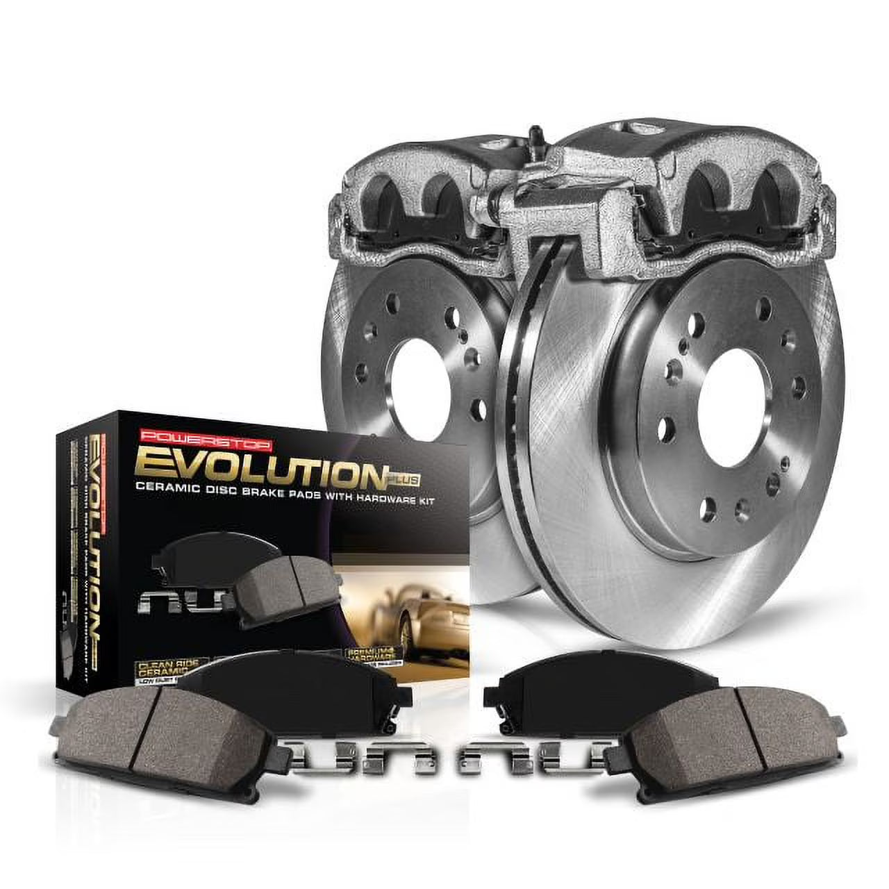 PowerStop Front Stock Replacement Brake Pad and Rotor Kit with Calipers Fits: FORD LINCOLN Select Models KCOE1933