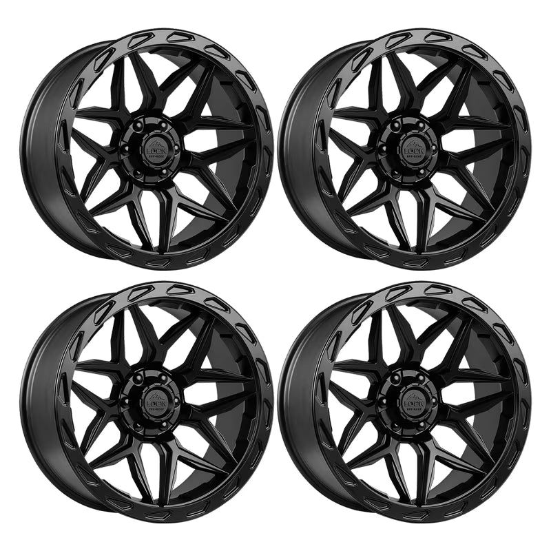 4 x Lock Offroad Matrix Matte Black Wheels 8x165.1/8x170 22x10 -18et Truck Rims
