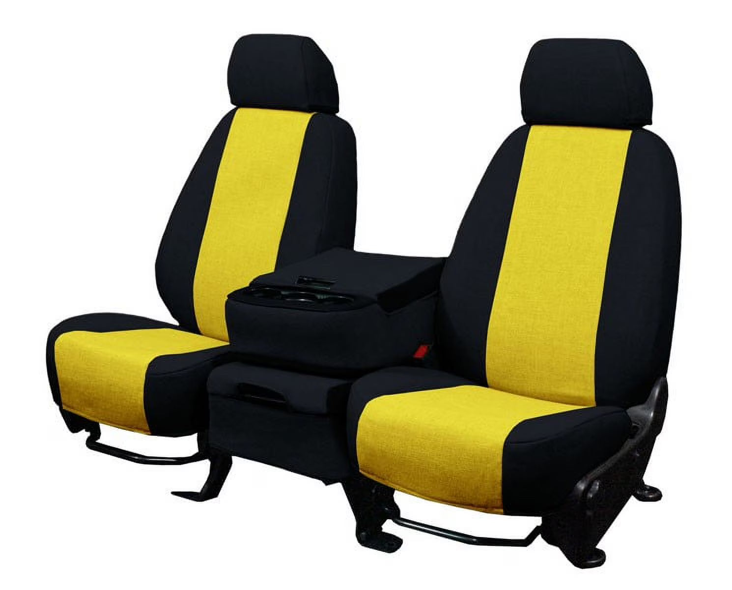 CalTrend Front Buckets Tweed Seat Covers for 1984-2001 Jeep Cherokee - JP104-12TT Yellow Insert with Black Trim