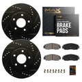 Max Advanced Brakes - Brake Kit for 1999 2000 2001 2002 2003 2004 Jeep Grand Cherokee Front Replacement Drilled Slotted Black Coated Disc Brake Rotors and Ceramic Brake Pads