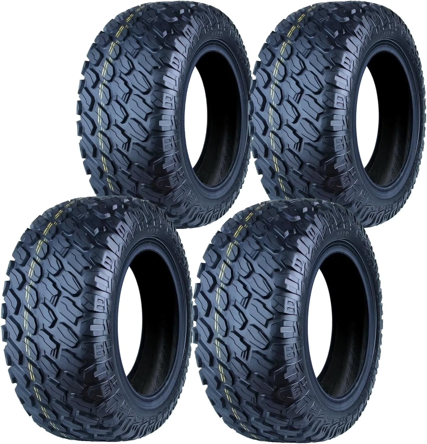 Set 4 WOLF PACK 23X10R14 Golf Cart Tires Non-Directional Tubeless Tire Multi-Terrain Tire with Superior Traction and Mud-Resistant Self-Cleaning Tread Design for Long-Lasting Performance