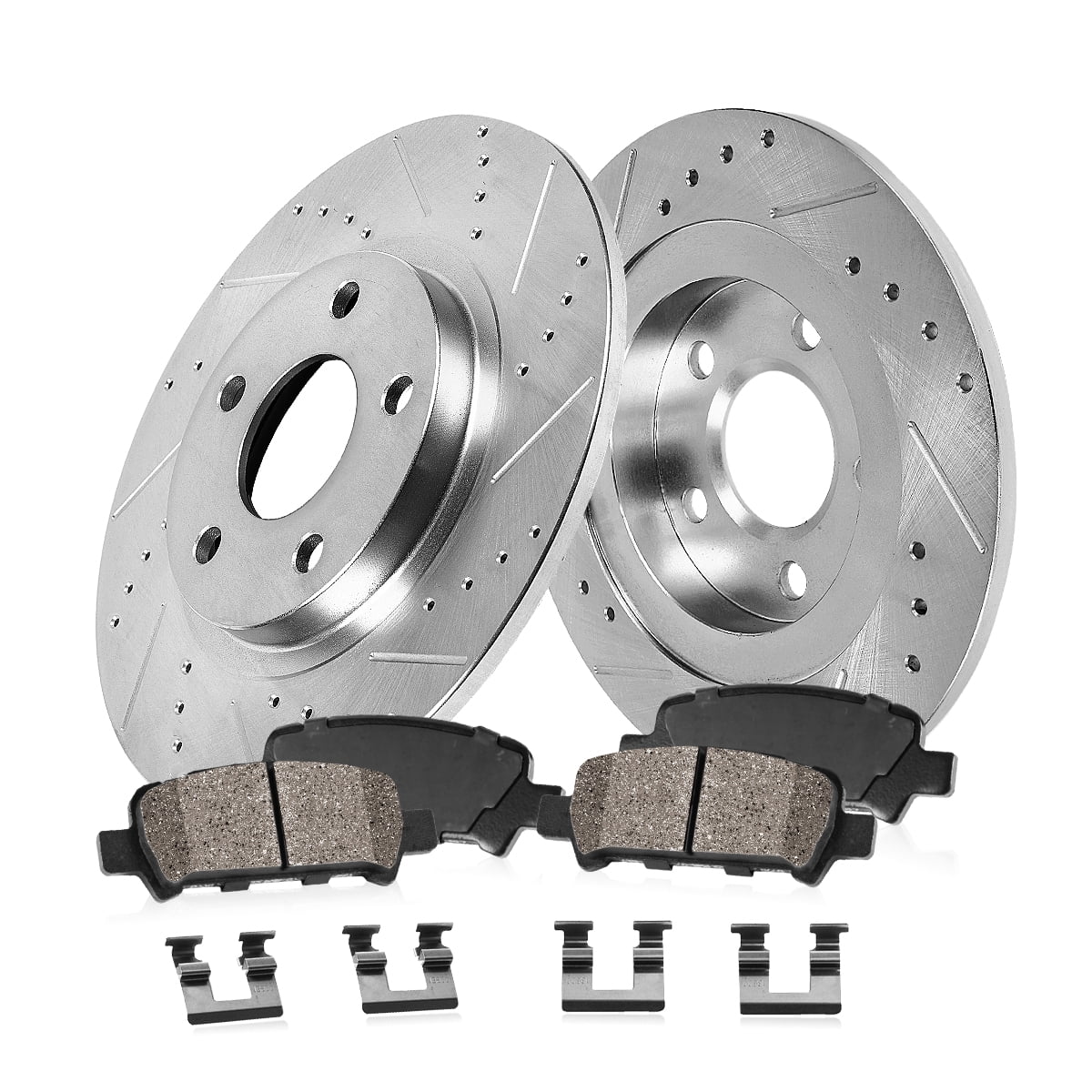 Callahan Brake Parts Brake Kit for Ford Fusion 2013-2016, Lincoln MKC 2015-2019, Lincoln MKZ 2013-2016 Rear Drilled and Slotted Brake Rotors with Ceramic Brake Pads EBYK026872