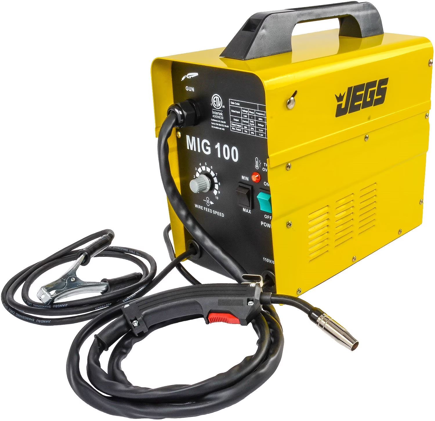 JEGS 81540 MIG 100 Gasless Welder 110V AC 33 lbs Duty Cycle: 10% @ 70A Includes:
