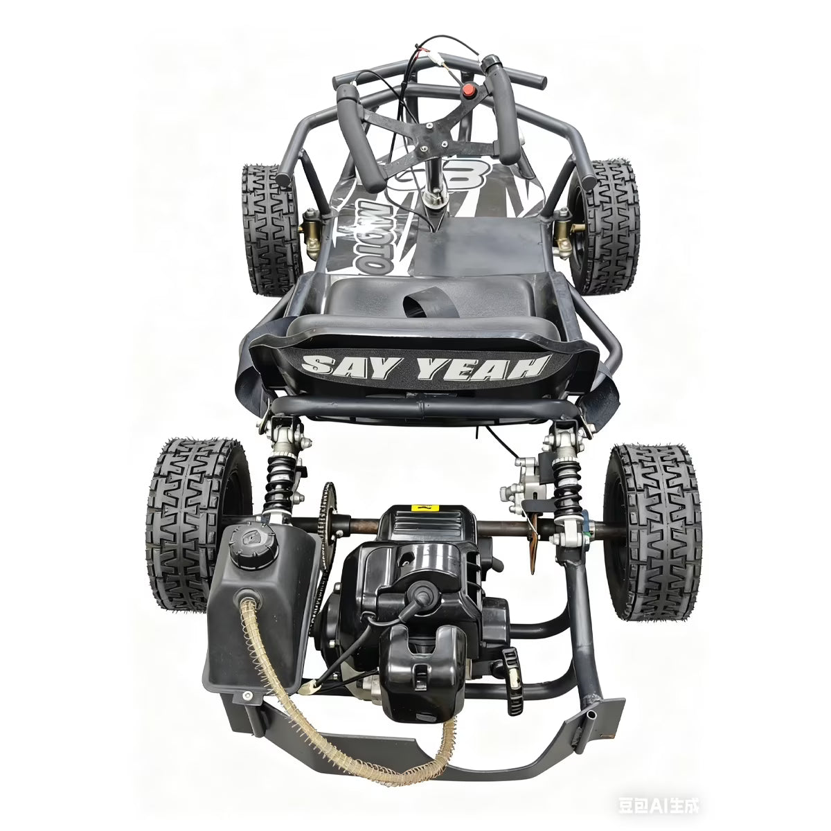 SAY YEAH Gas Go Kart,Sturdy Steel Frame Go Kart for Kids 8+,20mph Top Speed,185lbs Max,Black
