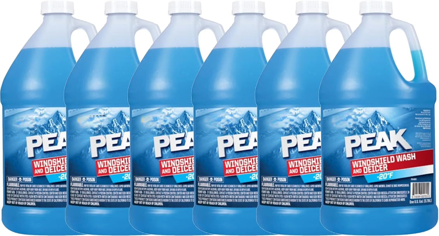 6-Pack Peak Windshield Washer Fluid with De-Icer, 1-Gallon Jugs, Effective to -20 ?? F Cold Weather Formula