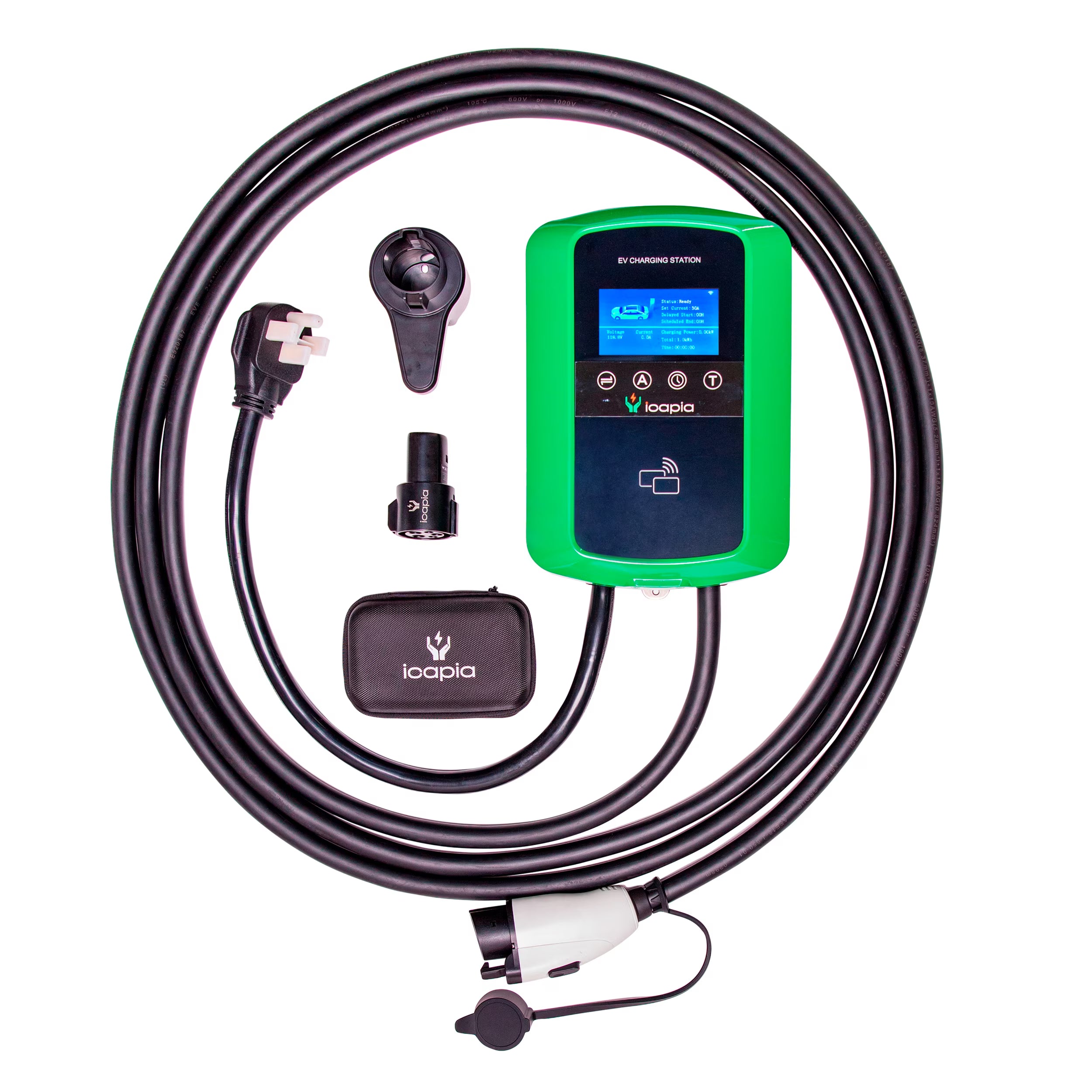 ICAPIA 11.5 kW Level 2 EV Charger ??Smart Home EV Charging Station with WiFi & Bluetooth App Control ??NEMA 14-50 Plug or Hardwire ??25ft Cable ??SAE J1772