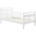 Baby Relax Sleigh Kids Wood Toddler Bed with Safety Guardrails. White