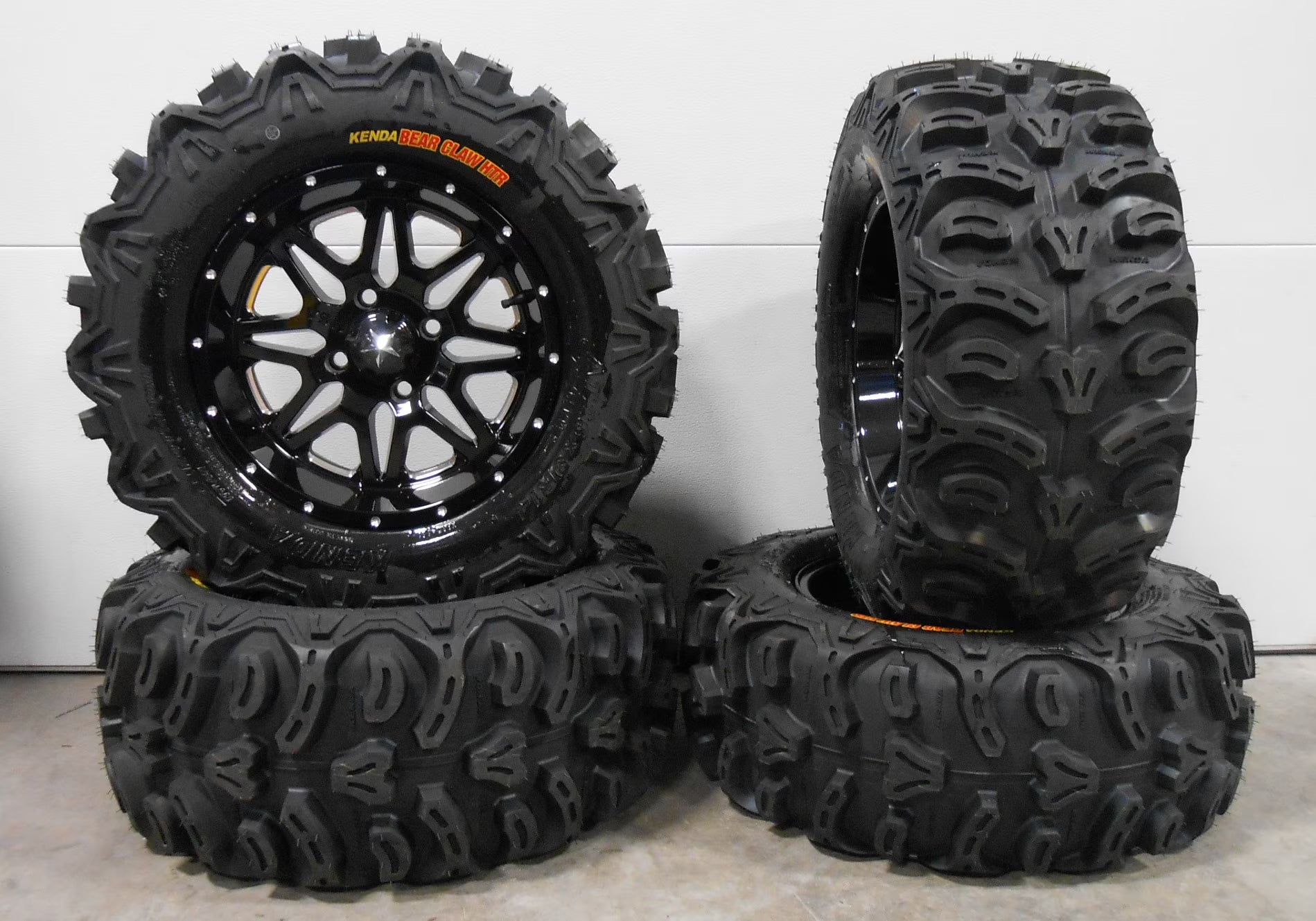 MSA Black Vibe 14  ATV Wheels 26  Bear Claw HTR Tires Honda Rincon Yamaha Rhino Kawasaki Brute Force Suzuki KingQuad