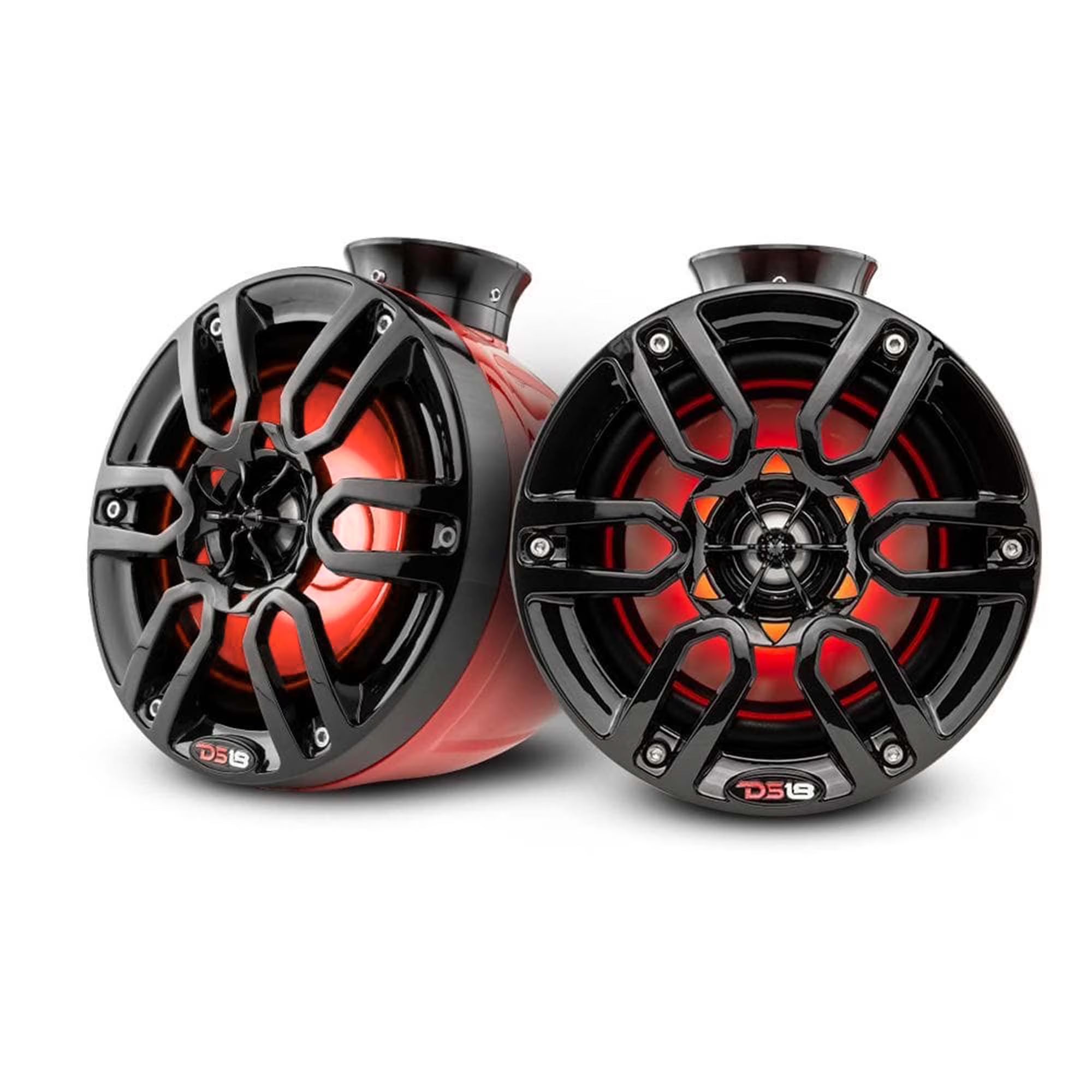 DS18 NXL-PS6R Mini 6.5  Boat Marine Pod Speakers 600 Watts RGB LED Jetski ATV UTV Red