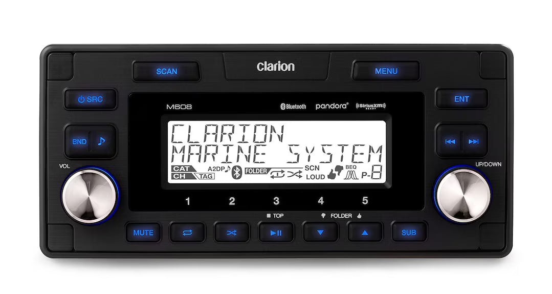 Clarion M608 Marine Bluetooth Digital Media Receiver 4-Zone