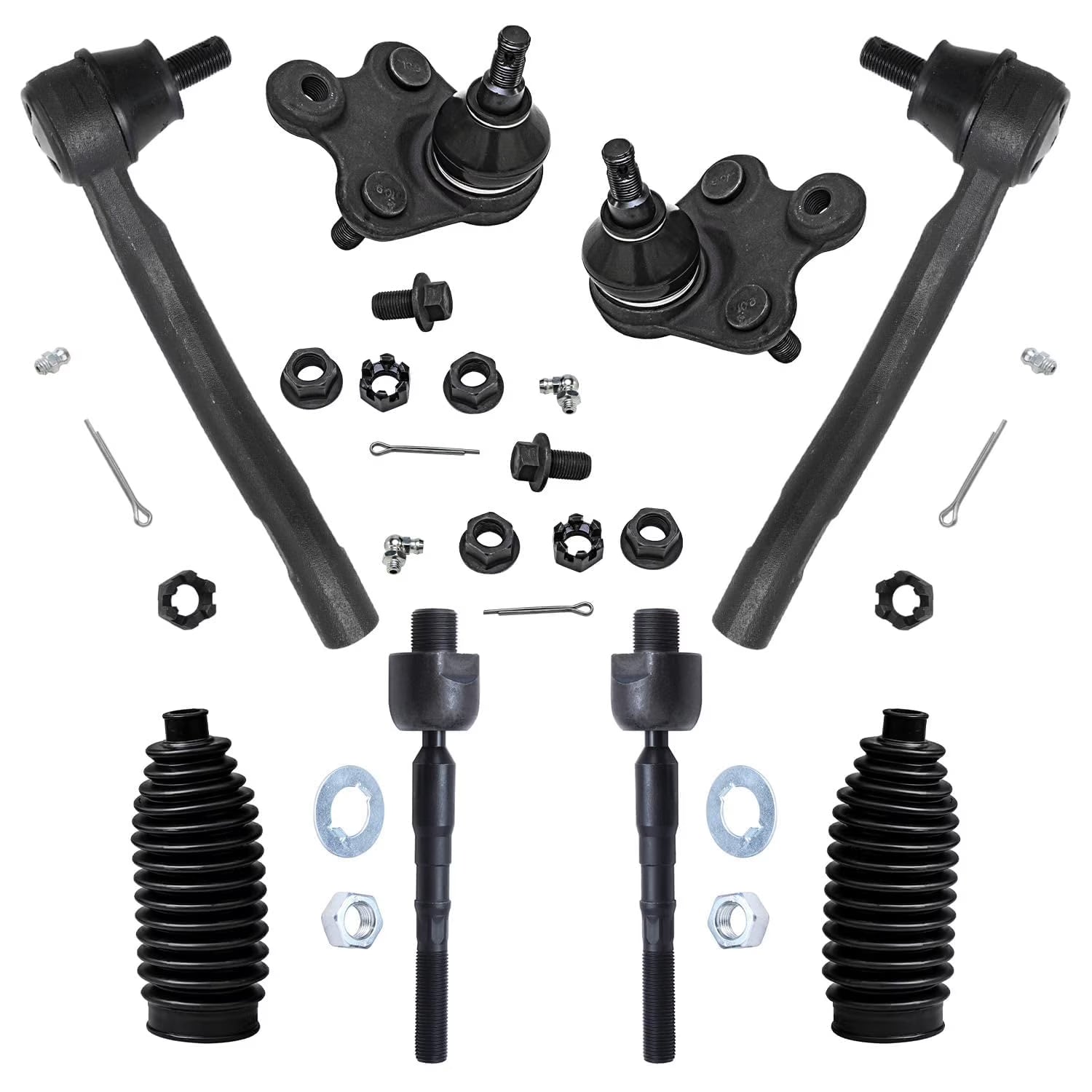 Detroit Axle - 8pc Front Lower Ball Joints & Inner Outer Tie Rods w/Steering Boot Kit Replacement for 2013-2015 Acura ILX - [2012-2015 Honda Civic]