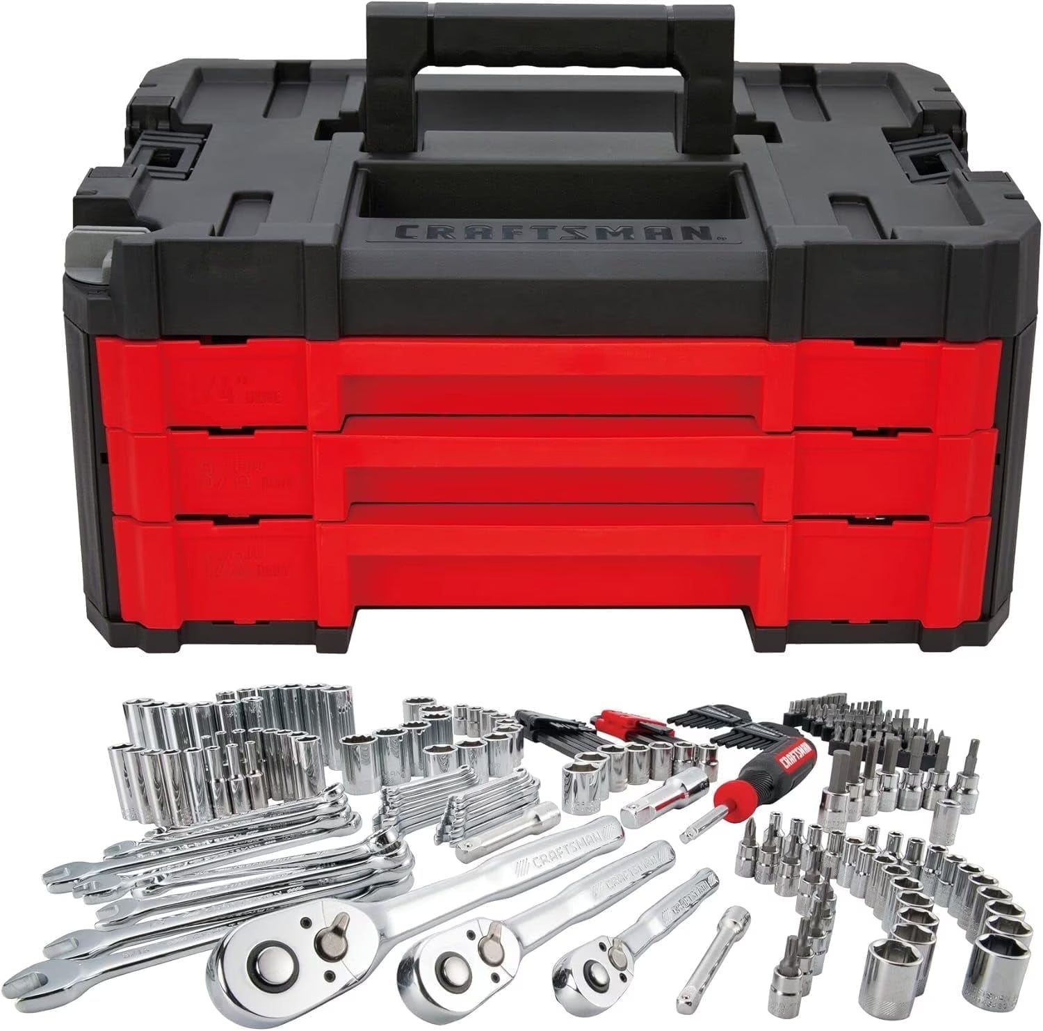 Craftsman VERSASTACK Mechanics Tool Set, 1/4 in, 3/8 in, and 1/2 in Drive, 230 Piece (CMMT45306)