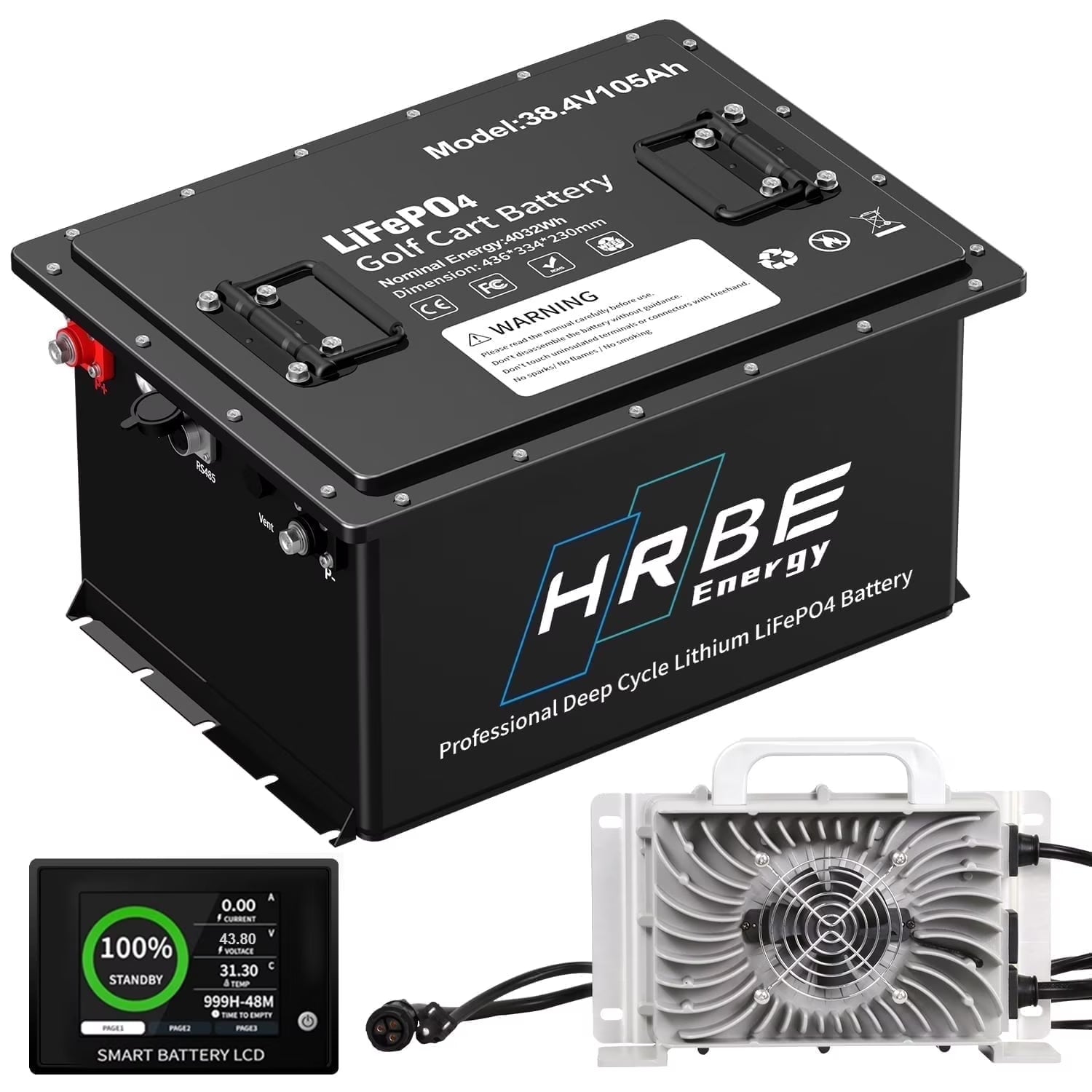 36V 105Ah Lithium Golf Carts Battery Bluetooth,with Monitor APP & 43.8V 20A Charger,Deep Cycles LiFePO4 Battery,Smart 200A BMS