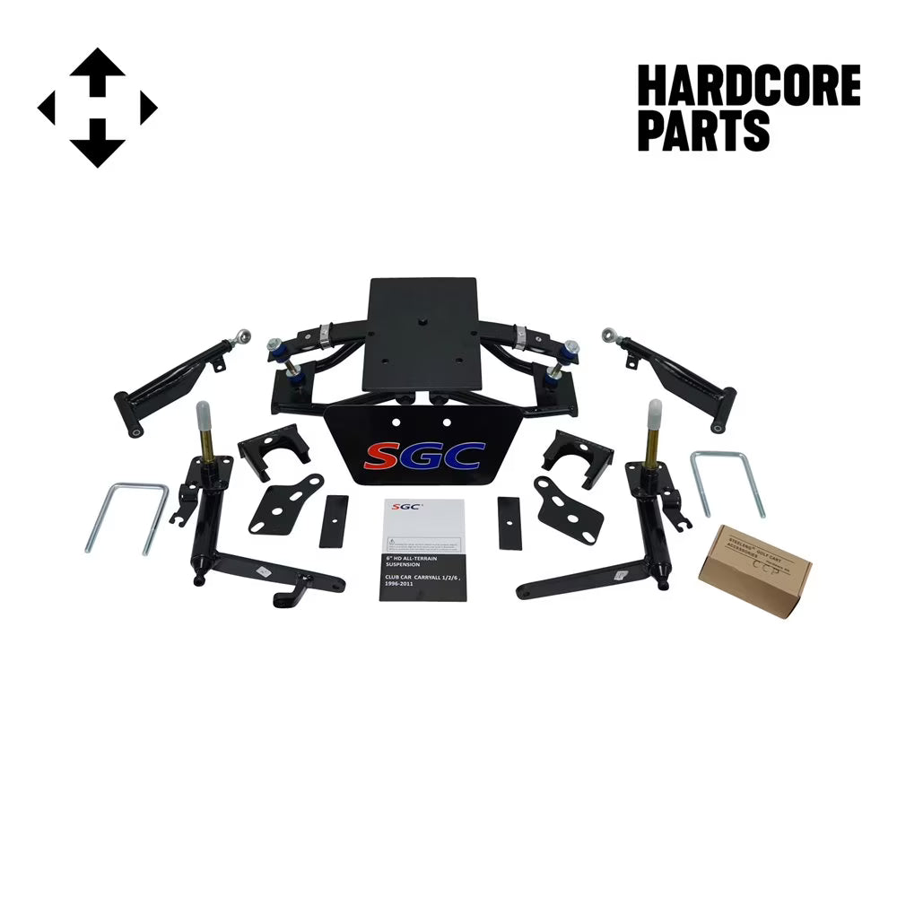 Hardcore Parts 6?? Heavy Duty Double A-Arm Suspension Lift Kit for Club Car Carryall Golf Cart (1996-2011) Patent Pending