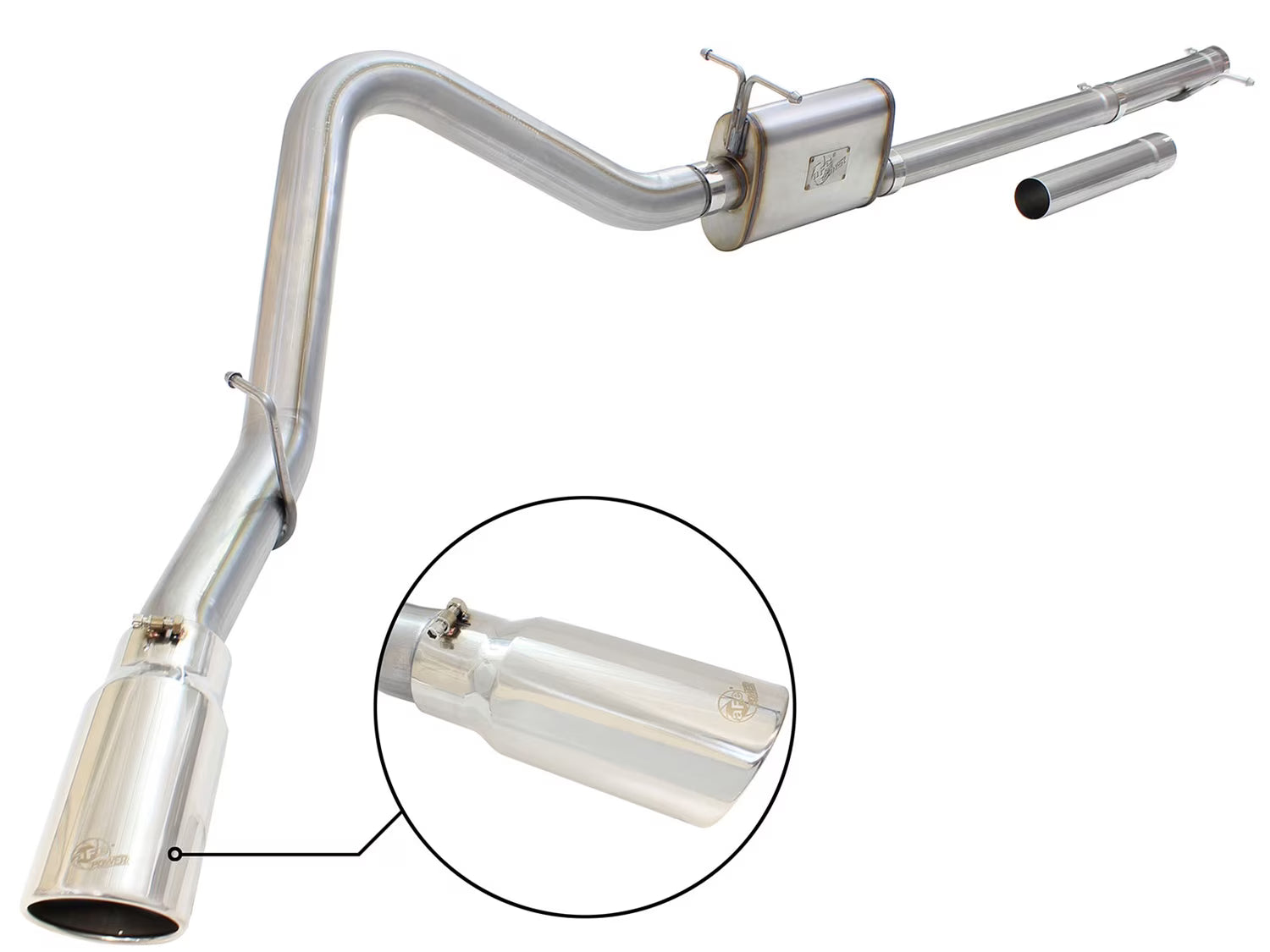 aFe Power 49-43076-P MACH Force-Xp Cat-Back Exhaust System; 3.5 in. Tubing; Stainless Steel; Single Passenger Side Exit; Incl. Tubing/Stainless Steel Muffler/Hangers/Clamps/5 in. Polished Tip;