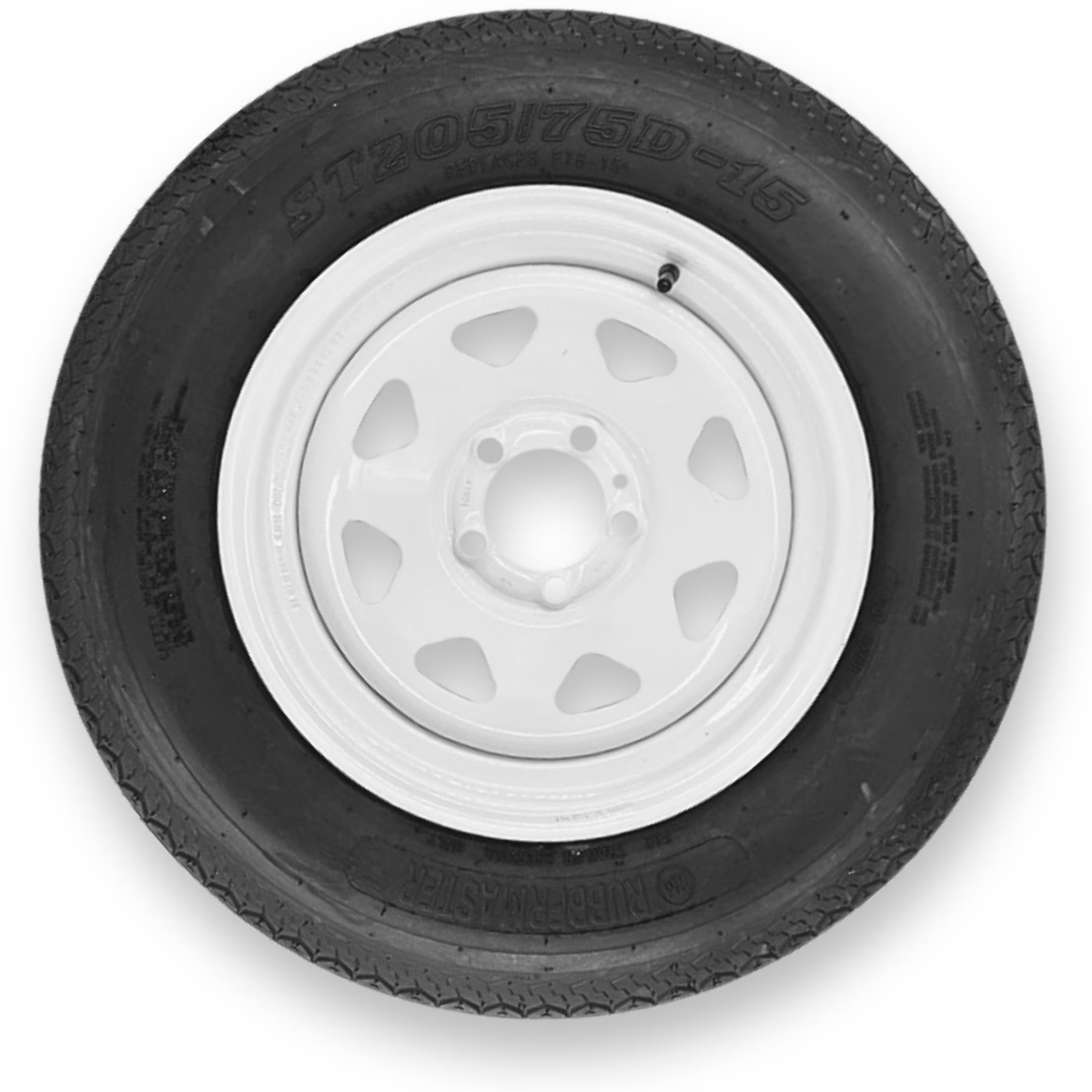 RubberMaster F78-15 (ST205/75D15) 6 Ply Highway Rib Tire and 5 on 5 Eight Spoke