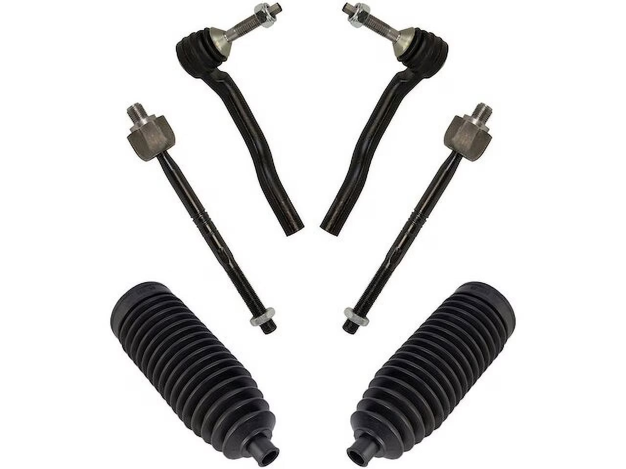 Tie Rod End and Steering Bellows Kit 6 Piece - Compatible with 2013 - 2018 Lincoln MKZ 2014 2015 2016 2017