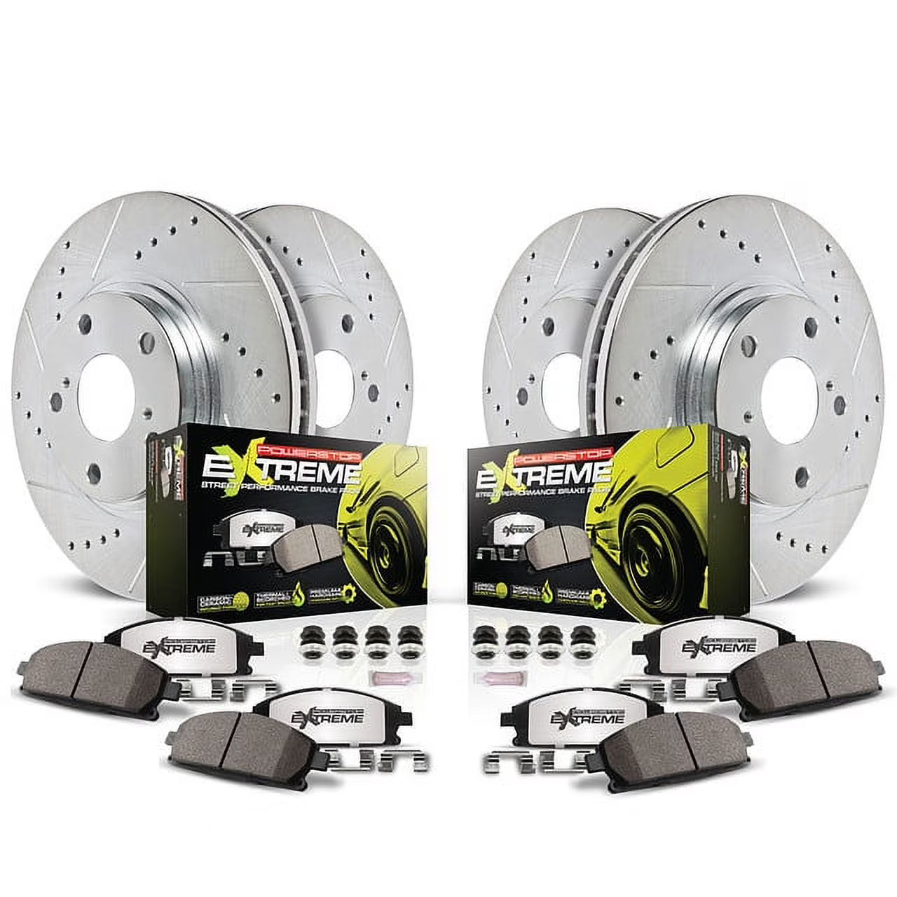 PowerStop Front and Rear Z26 Street Warrior Carbon-Fiber Ceramic Brake Pad and Drilled and Slotted Rotor Kit Fits: JEEP Select Models K5958-26