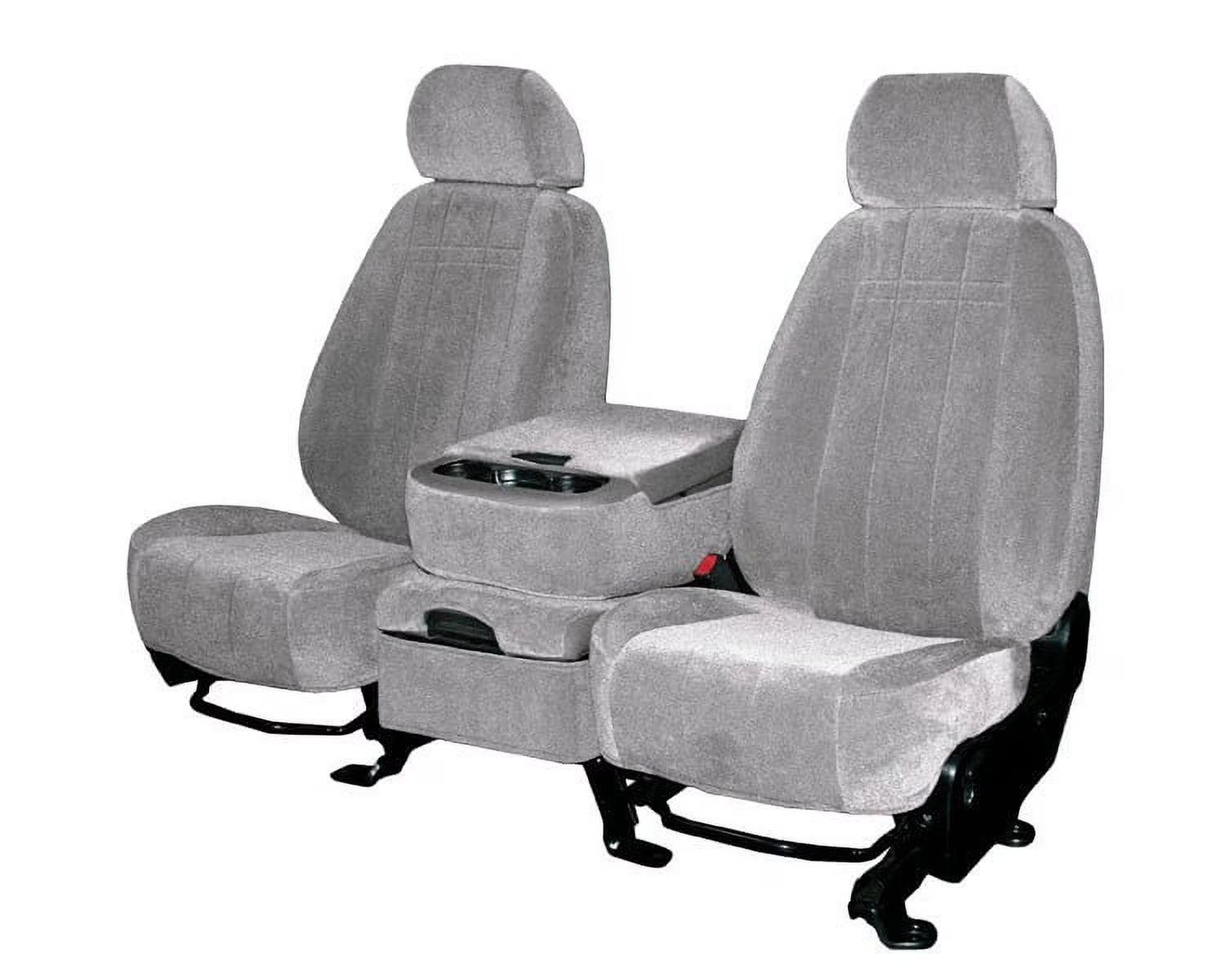 CalTrend Rear Solid Bench O.E. Velour Seat Covers for 2014-2019 Chevy/GMC Silverado|Sierra 1500-3500 - CV544-08RA Light Grey Classic Insert and Trim