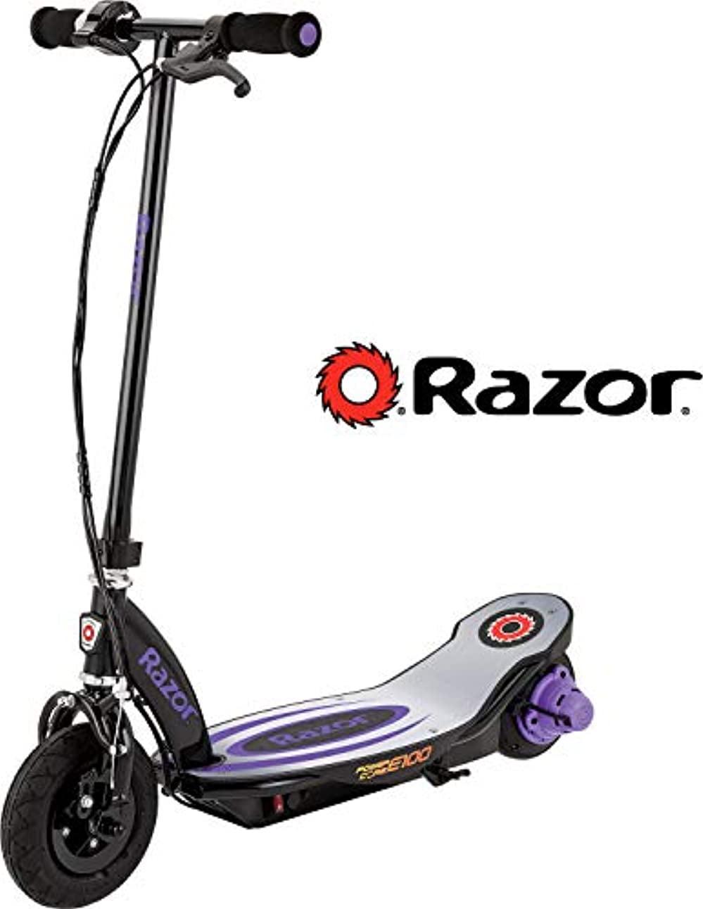 Razor Power Core E100 Aluminum Deck Electric Scooter. Age 8+. 11 Mph. 60-Min Run. Purple