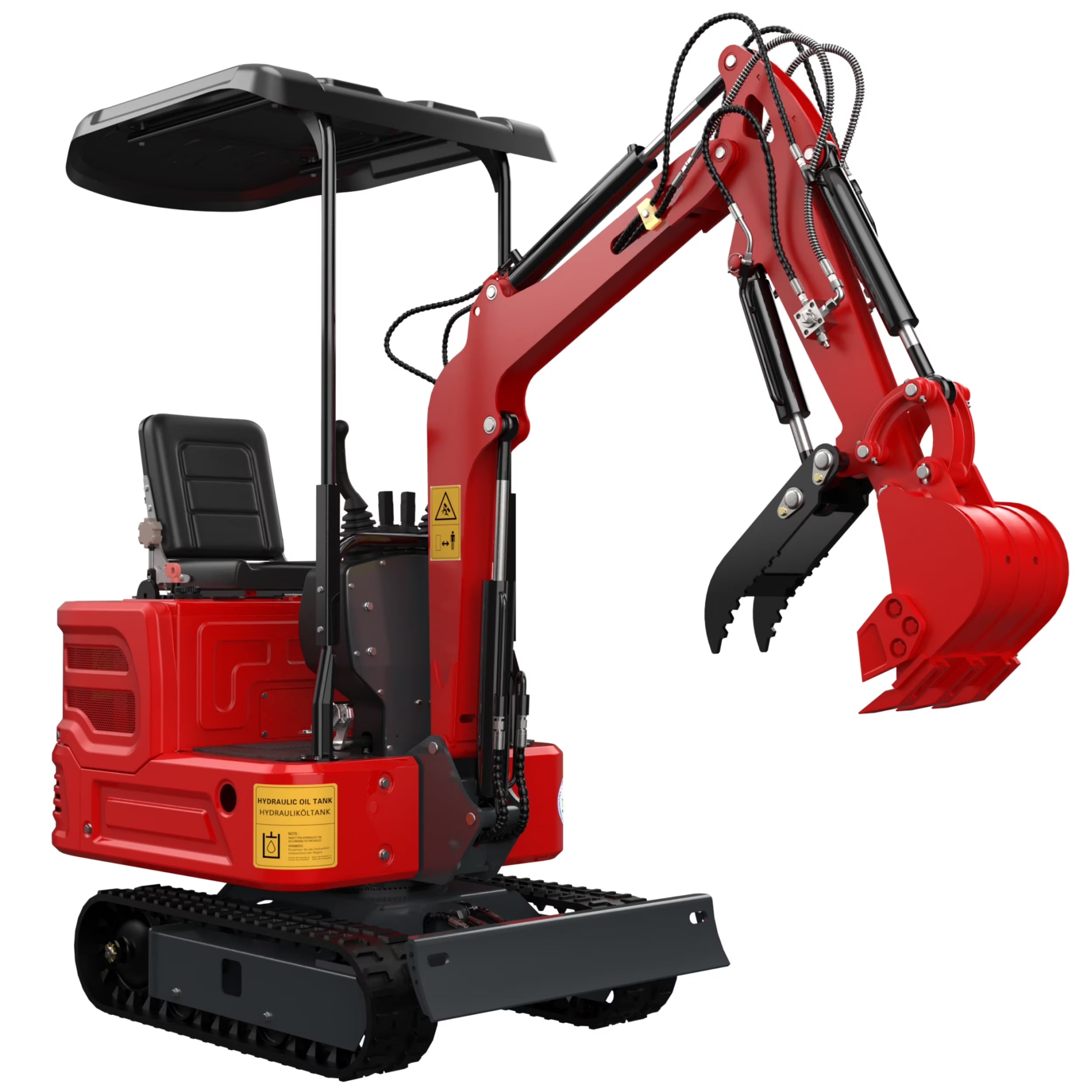 MachPro Household Red Mini Excavator, 1 Tons Crawler Digger with Kubota Diesel Engine, Hydraulic Thumb Clamp,Bucket, Stable Chassis Fit, US Inventory