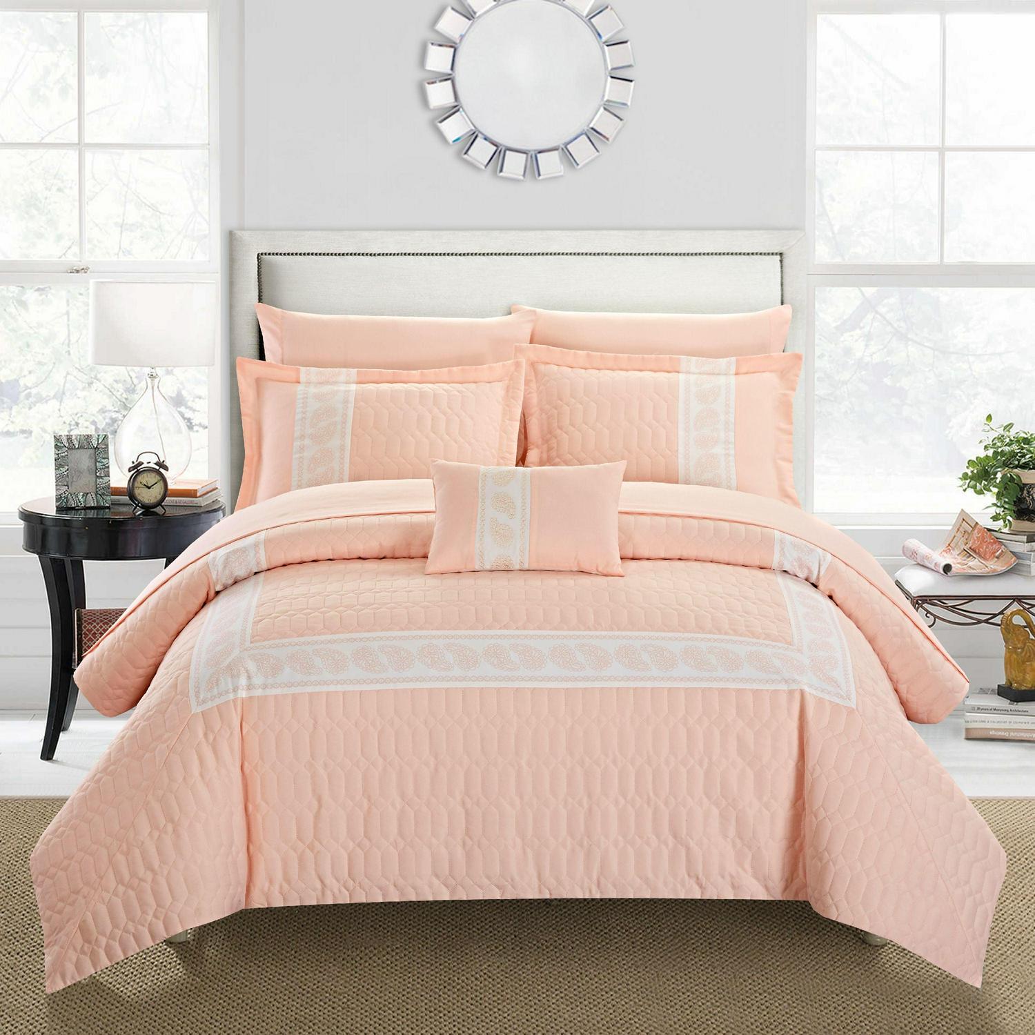 Chic Home Mason 6-Piece Applique Comforter Set. Twin. Blush
