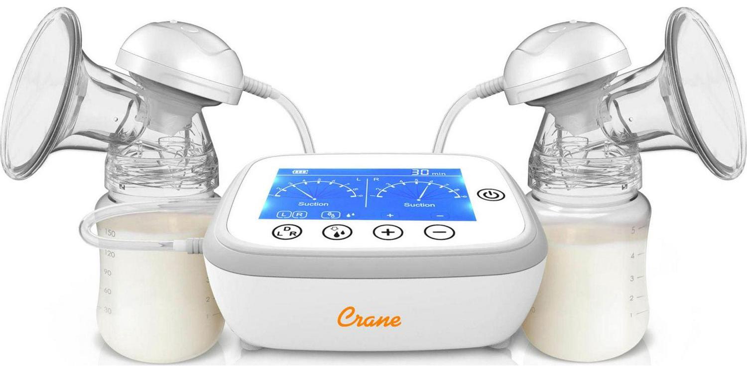 Crane USA Deluxe Double Electric Cordless Breast Pump. Portable. Closed System. Overflow Protection