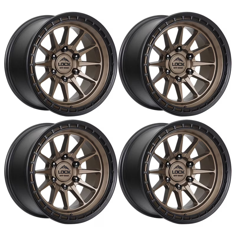 4 x Lock Offroad Baja Matte Bronze Wheels 6x139.7 17x9 0et Truck Suv Rims