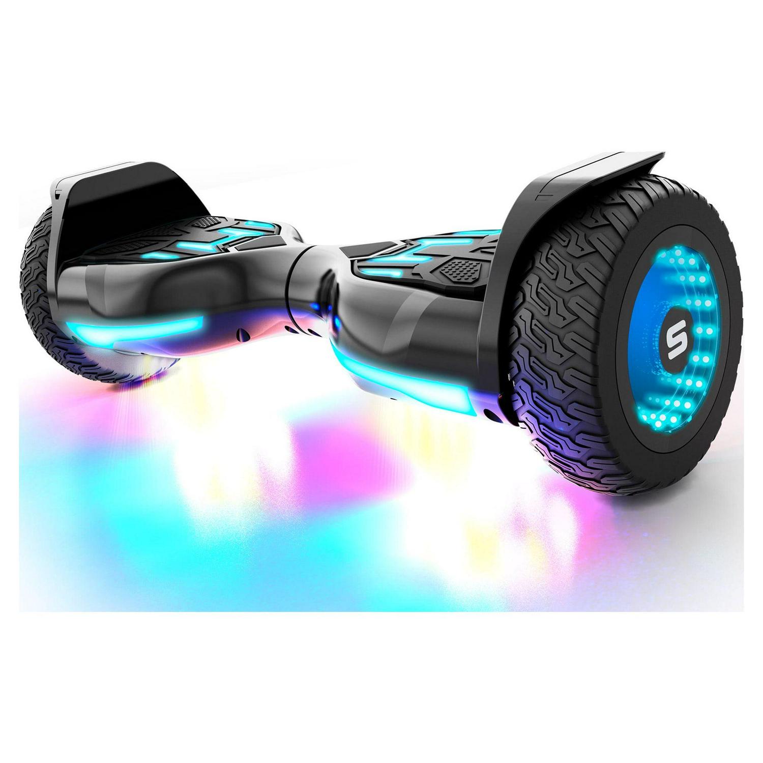 Swagtron Warrior XL Off-Road Hoverboard. 250 lb Weight Limit. Music-Synced Bluetooth LED Lights. 8 Inch Infinity Wheels. 8 Mph. LiFePo Battery UL-Compliant