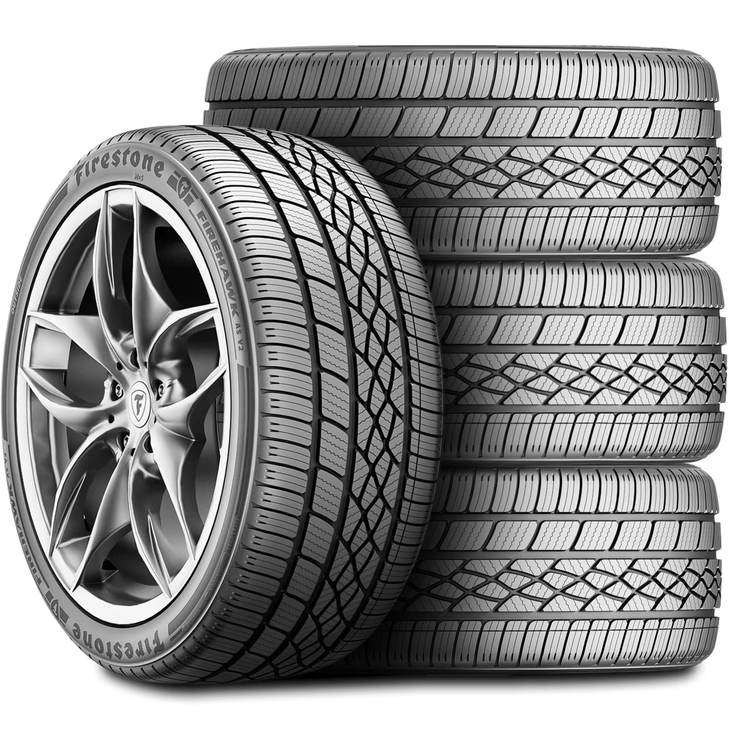 Set of 4 (FOUR) Firestone Firehawk AS V2 245/40R18 97W XL A/S High Performance Tires Fits: 2014-16 Mercedes-Benz E350 4Matic, 2016-22 Subaru Impreza Base