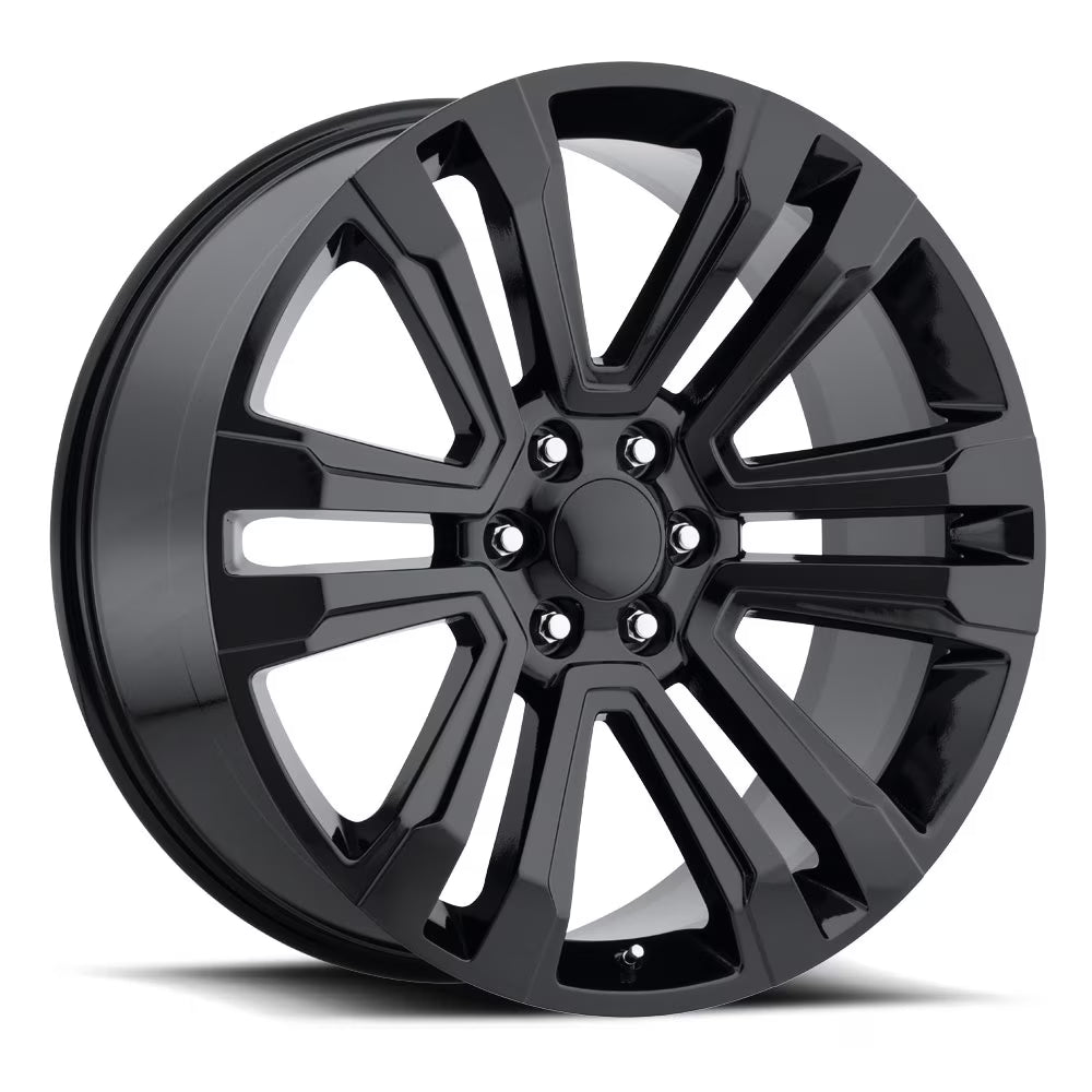 2018 Denali Custom Wheel 22x9 inch 6-139.7 Bolt-Pattern 31 Offset Gloss Black Rim Style Split 6 Spoke for Truck/SUV