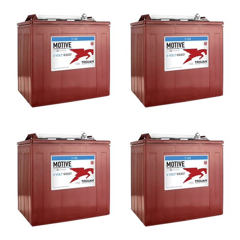 Trojan T-105 ?C 6V 225Ah Deep Cycle Golf Cart Batteries (Pack of 4)
