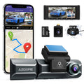 AZDOME 3 Channel Dash Cam with 4K WiFi , Dual Front and Rear for Car 4K+1080P Free 64GB Card, Built-in GPS 24H Parking Mode IR Night Vision WDR 3.19  IPS, Max up Support to 256GB, Easy to Install
