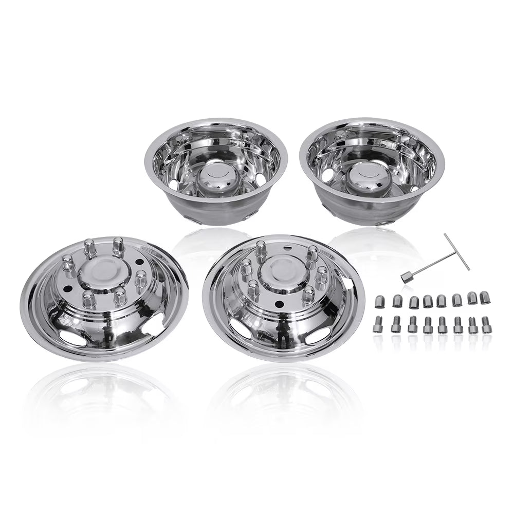 17 Inch 8 Lugs 5 Hand Holes Stainless Steel Wheel Simulators for 2011-2021 Chevy GMC 3500 Dually Wheel Truck