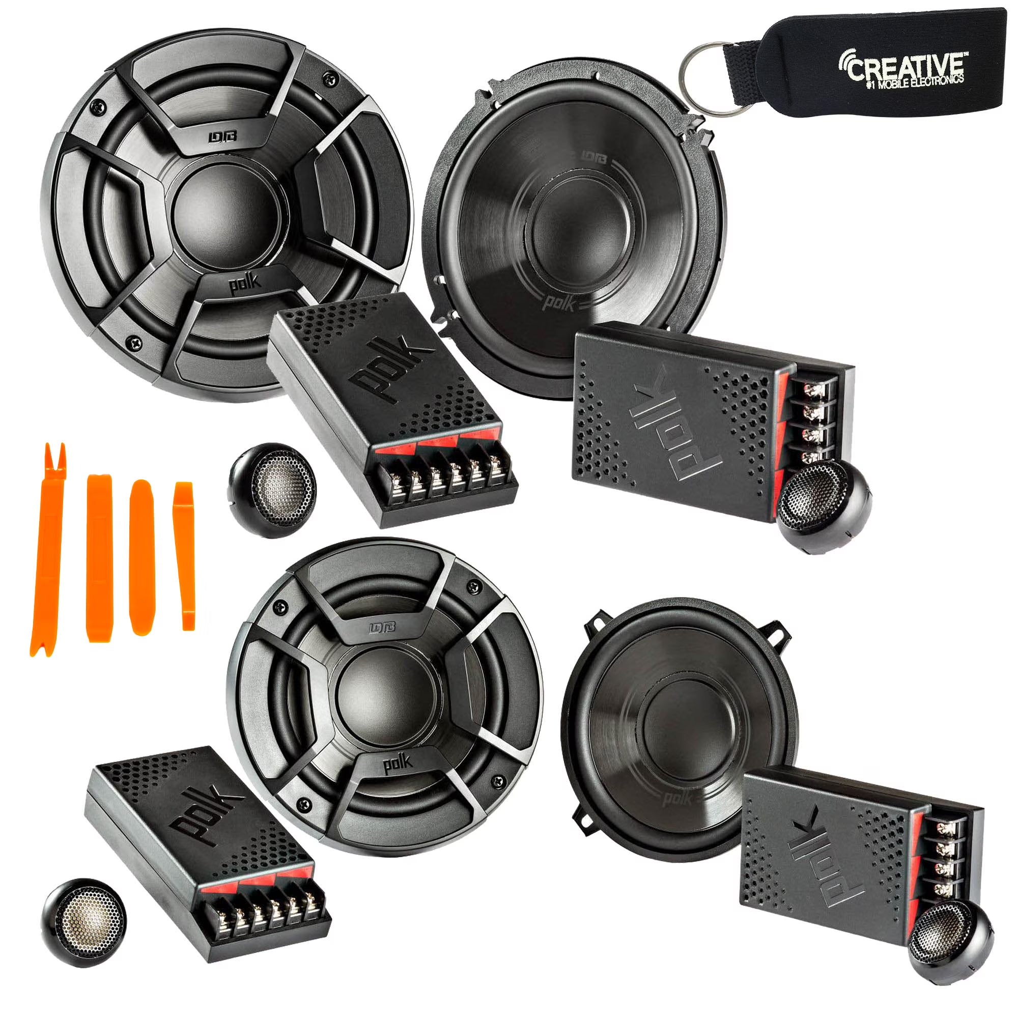 Polk Audio - A Pair Of DB6502 6.5  and A Pair Of DB5252  Component Speakers - Bundle Includes 2 Pair