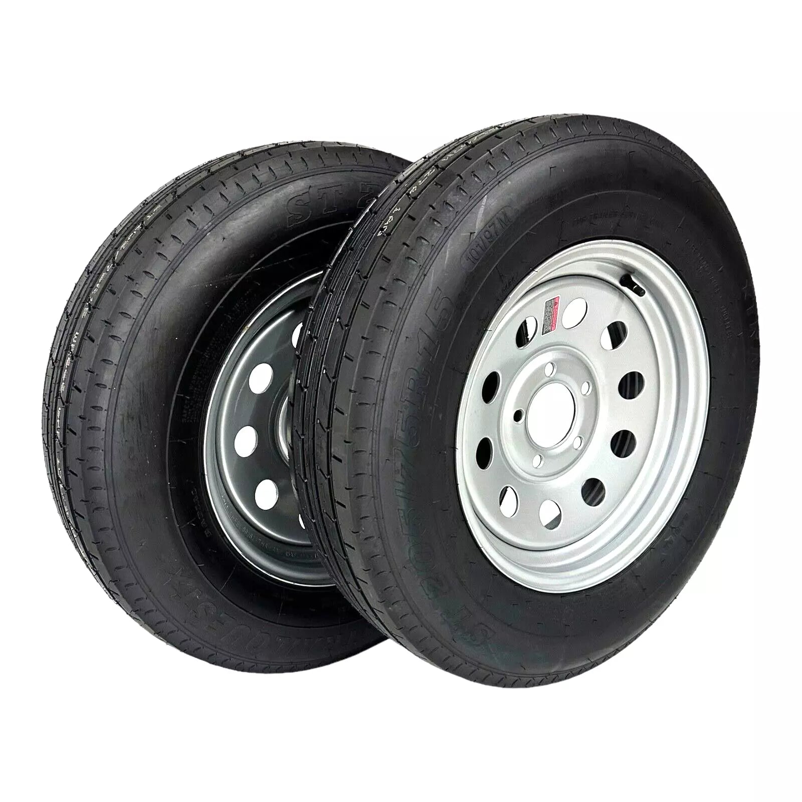2-Pack Trailer Tire on Rim ST205/75R15 TrailQuest LRC 6 Ply Radial 5 Lug Silver Modular Wheel 5X4.5  Bolt Pattern